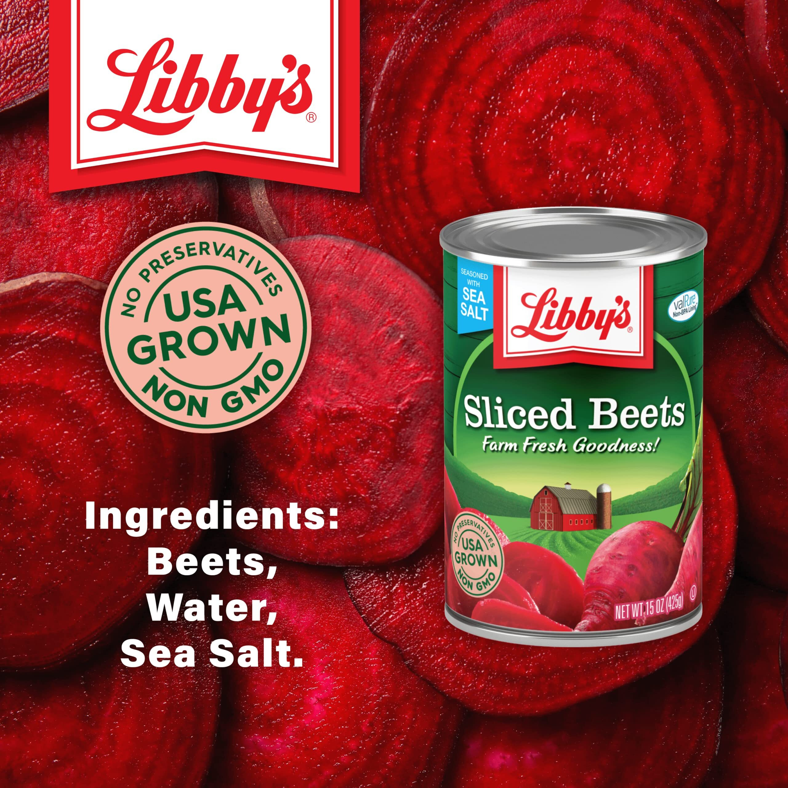 Libby's Sliced Beets | Deliciously Earthy Flavor | Deep Vibrant Ruby Red-Purple | Seasoned With Sea Salt | Grown & Made In The Usa | 15 Oz (Pack Of 12)