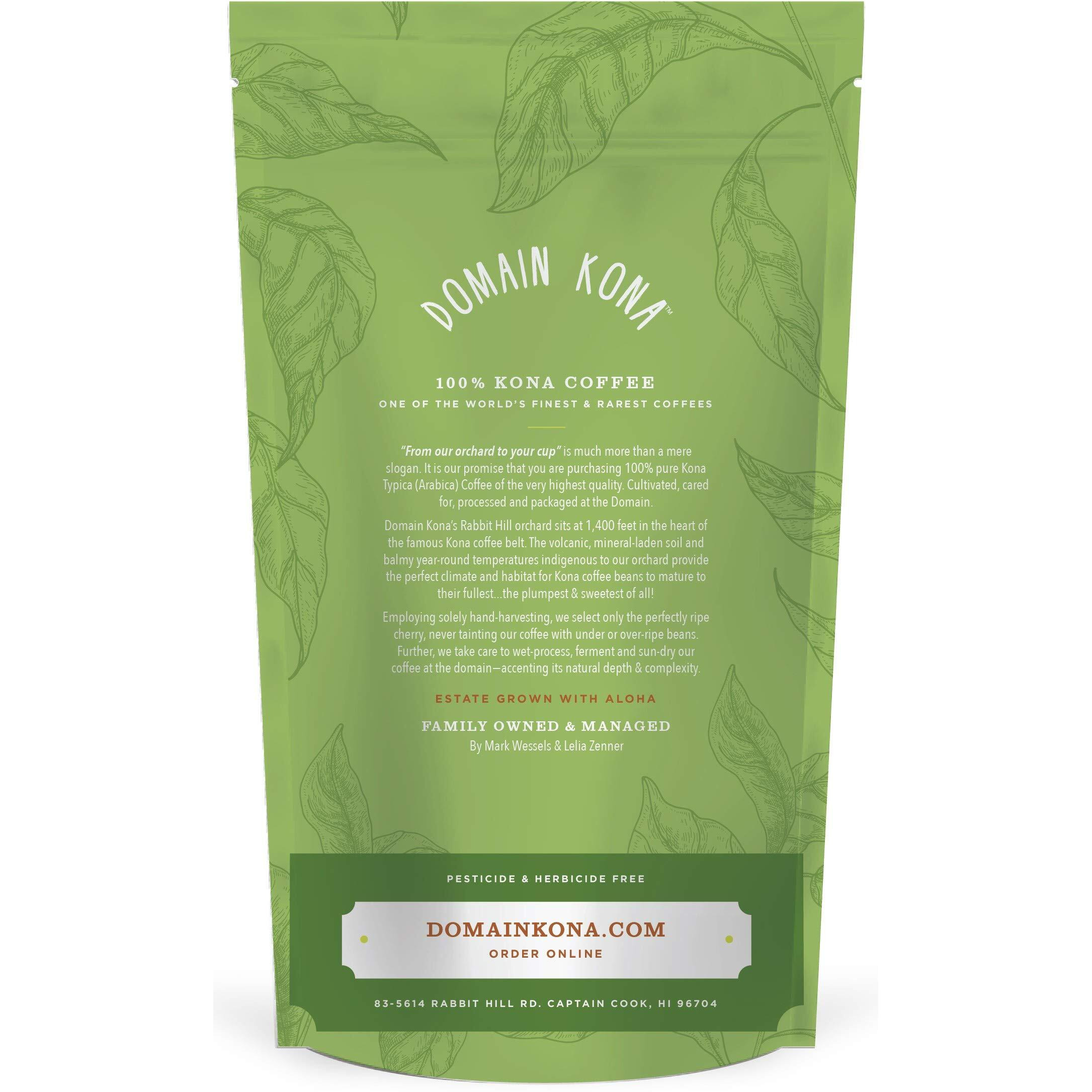 100% Kona Coffee - Whole Bean, Medium Roast, Single Estate Gourmet Coffee, 8 Ounces, Farm Fresh Roasted From Domain Kona Coffee