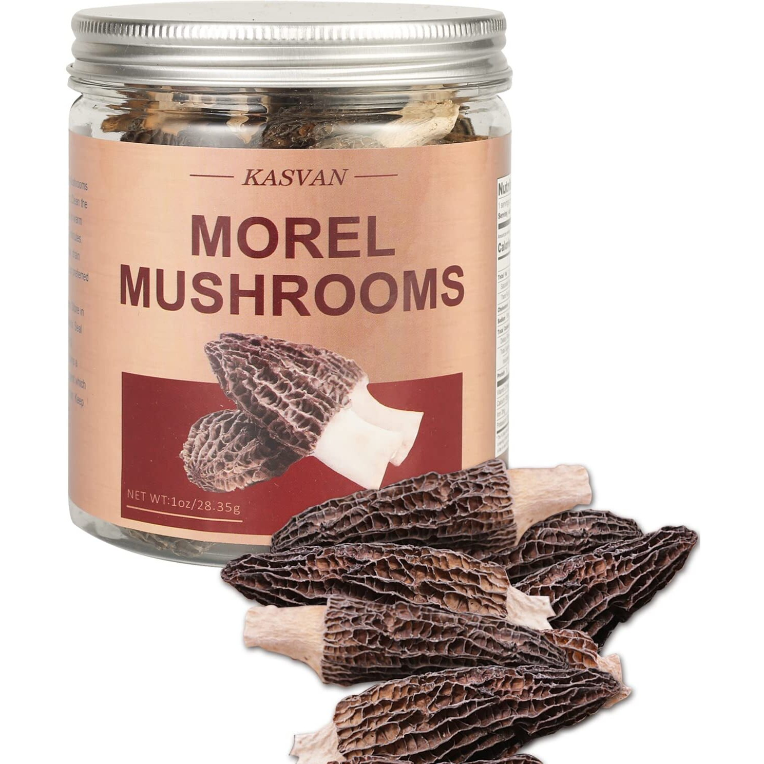Kasvan Wild Dried Morel Mushrooms - Morchella Conica 1 Ounce With Tender And Delicious Meat, Dry Morel Mushrooms That Are Rich In Nutrients And Easy To Eat, Dehydrated Mushrooms Suitable For Vegetarians
