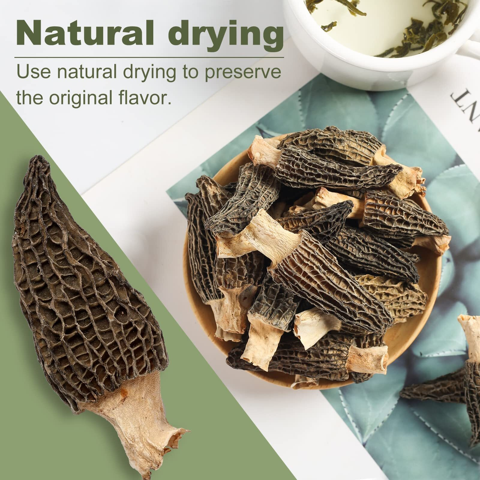 Kasvan Wild Dried Morel Mushrooms - Morchella Conica 1 Ounce With Tender And Delicious Meat, Dry Morel Mushrooms That Are Rich In Nutrients And Easy To Eat, Dehydrated Mushrooms Suitable For Vegetarians