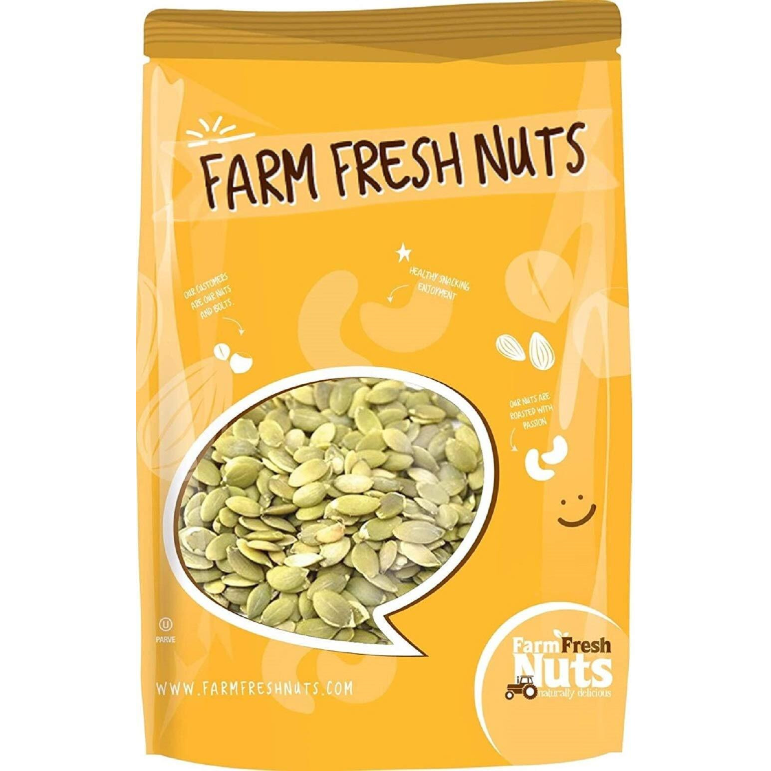 Dry Roasted Pepitas/Pumpkin Seeds With Himalayan Salt (2 Lbs.) - Roasted To Perfection In Small Batches For Added Freshness - Vegan & Keto Friendly - Farm Fresh Nuts Brand