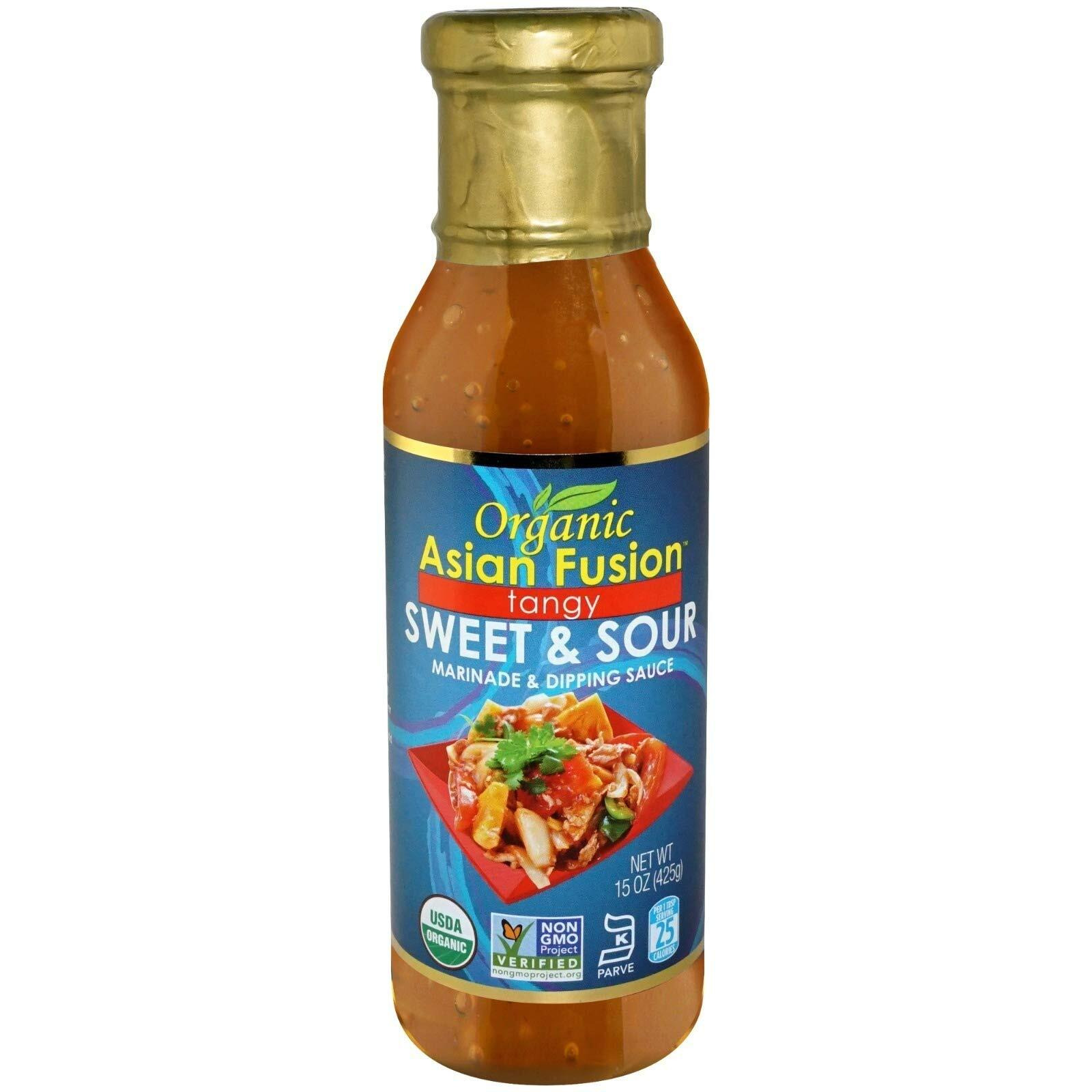 Organic Asian Fusion Tangy Sweet & Sour Marinade & Dipping Sauce - Usda Organic, Non Gmo Project Verified, Gluten Free, Kosher Parve, Made In Usa, 15 Oz. (2 Pack)