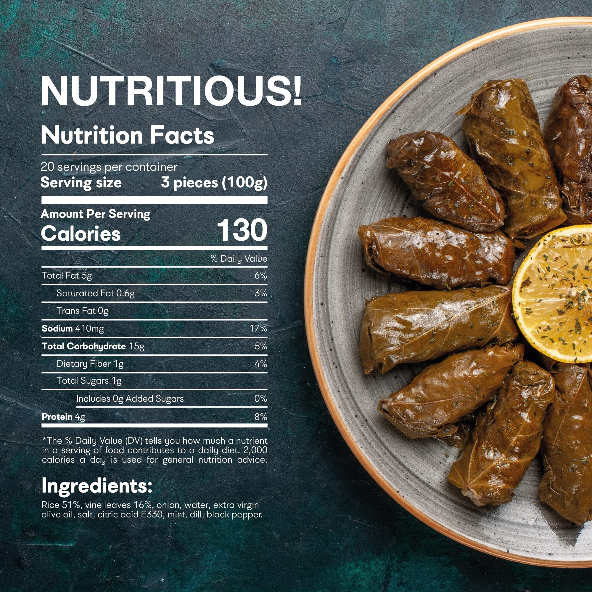 Emirelli Dolmas Stuffed Grape Leaves With Rice, Mediterranean Herbs In Extra Virgin Olive Oil - Super Tasty Ready To Eat Vegan Rolls - Traditional Turkish Recipe - Dolmades Can
