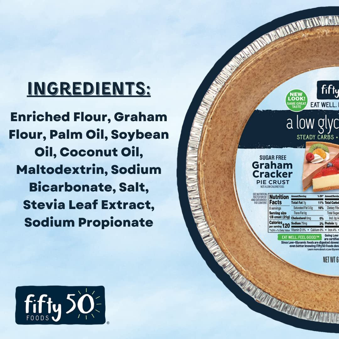 Fifty 50 Foods Sugar Free Ready To Eat Graham Cracker Pie Crust, 6 Ounce (Pack Of 6)