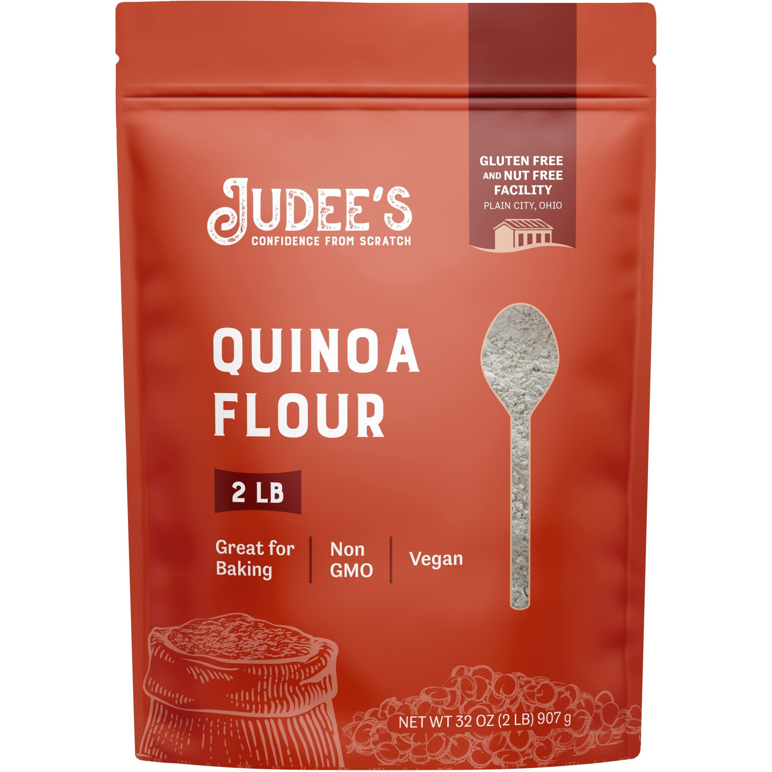 Judee's Quinoa Flour 2 Lb - Made In Usa, Non-Gmo, Vegan - Great For Making Pancakes, Muffins, Pie Crusts, Quiches, And Breads - Made In A Dedicated Gluten-Free Facility