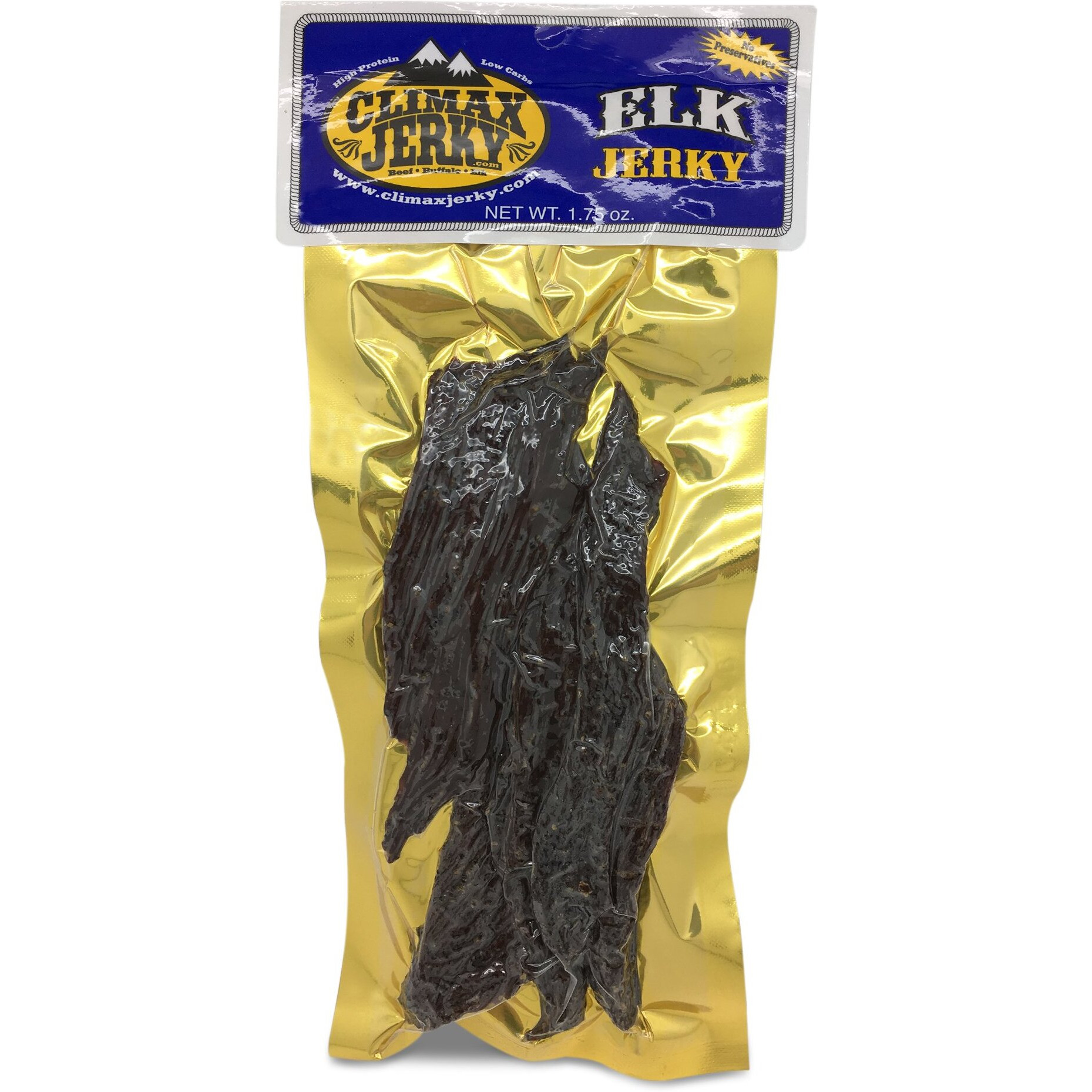 Premium Natural Style Kippered Cut Thick Strips 1.75 Oz. Elk Jerky - No Preservatives - High Protein - Low Carbs - Buy Multiple Packs & Save (Elk Original, Original 1 Pack)