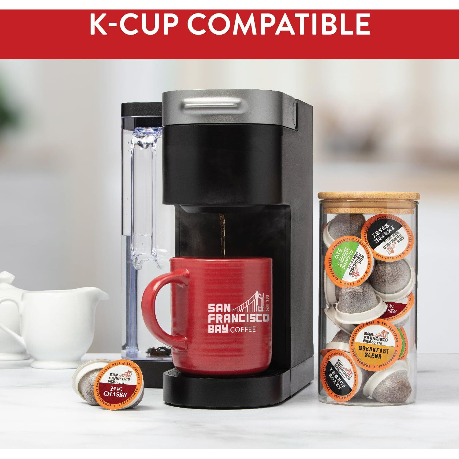 San Francisco Bay Compostable Coffee Pods - Variety Pack Flavored (40 Ct) K Cup Compatible Including Keurig 2.0, Hazelnut, Cinnamon, Caramel, Vanilla Flavored Coffee