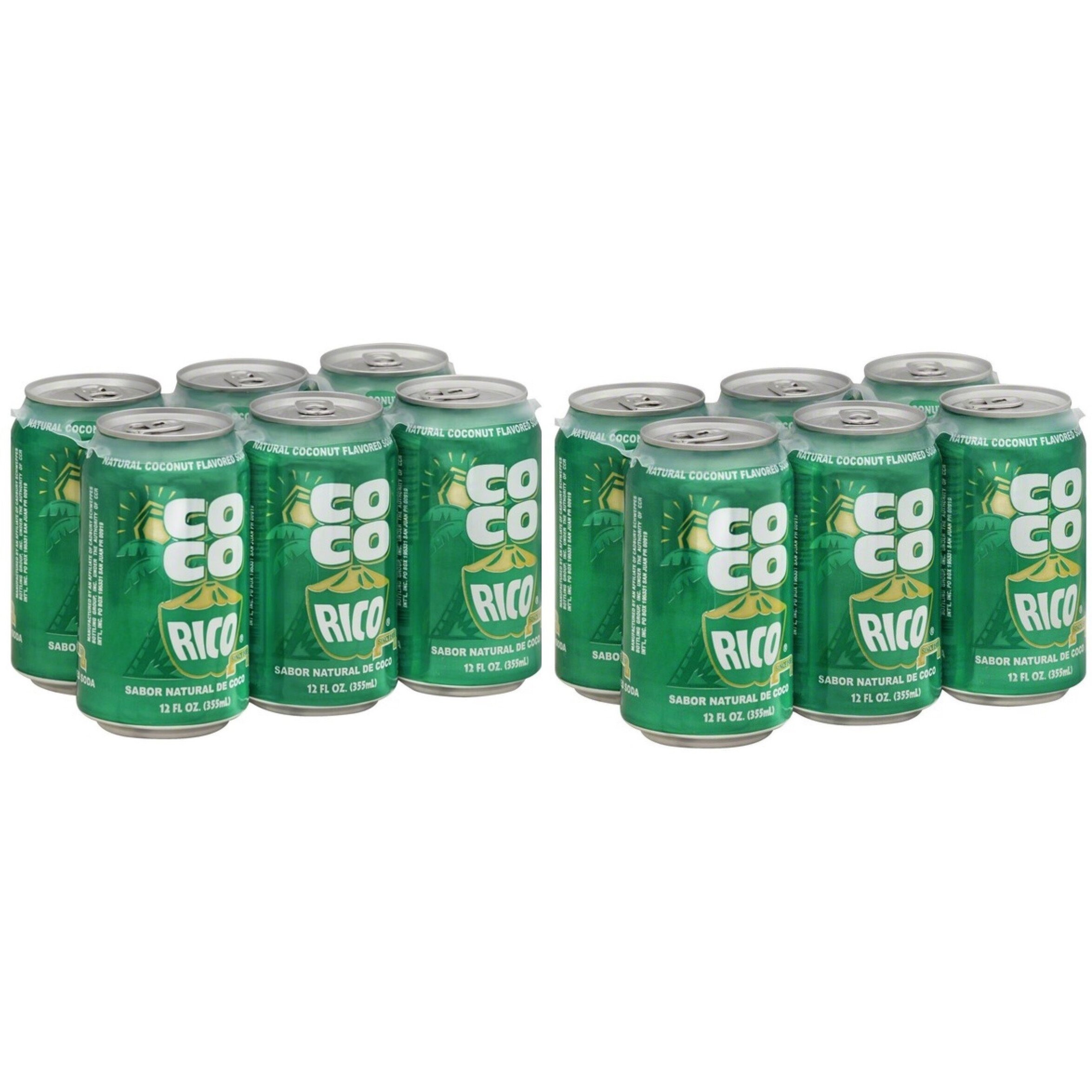Coco Rico - Natural Coconut Flavored Soda From Puerto Rico - 12 Fl Oz Can Per Six Pack (Count Of 2)