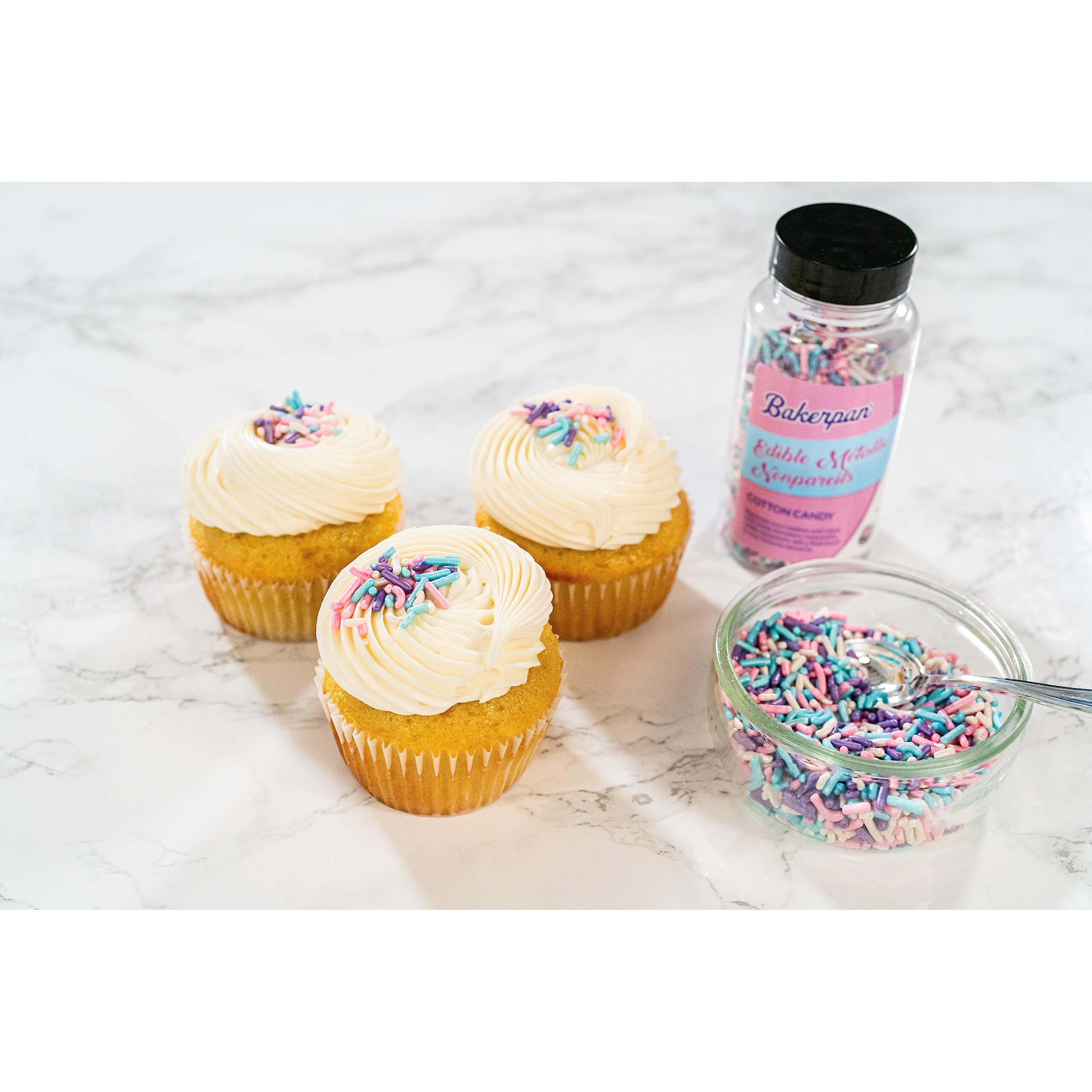 Bakerpan Edible Pastel Colors Sprinkles For Cupcakes, Pastel Jimmies Sprinkles Edible For Cake Decorating - 4.3 Ounces (Made In Usa)