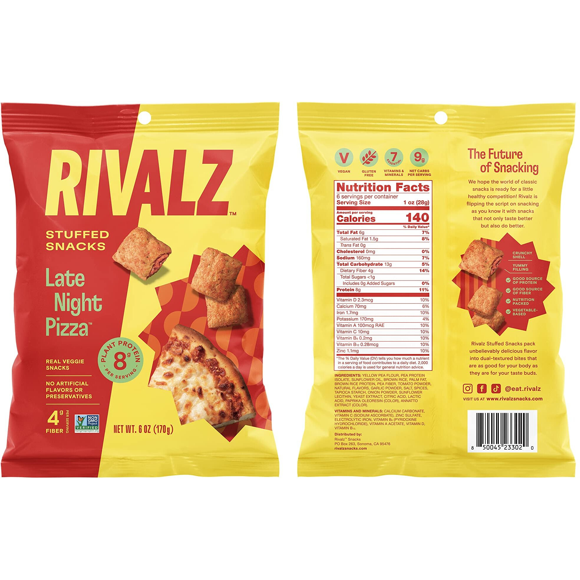 Rivalz Late Night Pizza Stuffed Snacks - Delicious & Nutritious Veggie Snack Bites - Vegan, Gluten Free, & Non-Gmo - Zero Added Sugar And Plant-Based Protein - Healthy Snacks For Adults And Kids