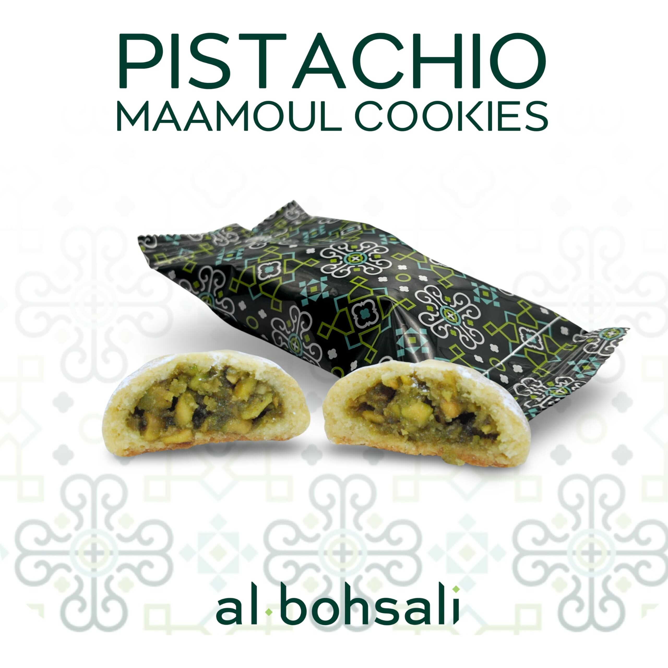 Al Bohsali Maamoul Pistachio Filled Shortbread Cookies 12 Individual Pouches