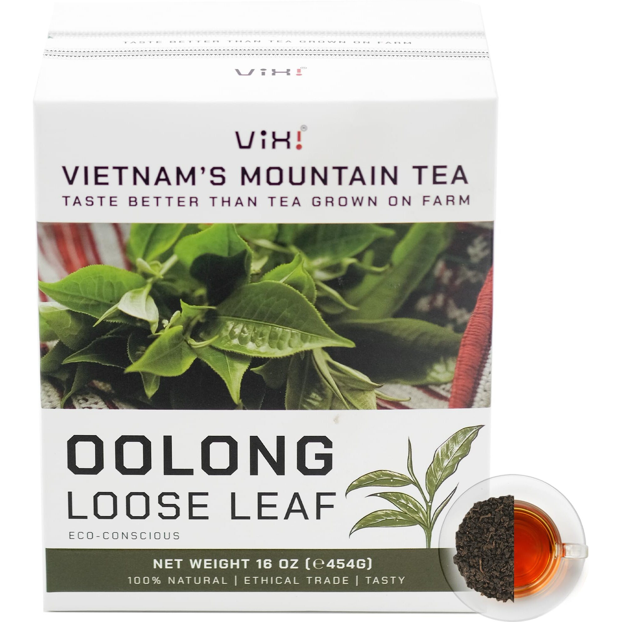 Vixi Oolong Tea Loose Leaf (16.00 Oz), Vietnam's Mountain Tea, Bold Flavored, Dried Whole Full Large Leave, 100% Natural From Ancient Tea Tree For Hot And Cold Brew