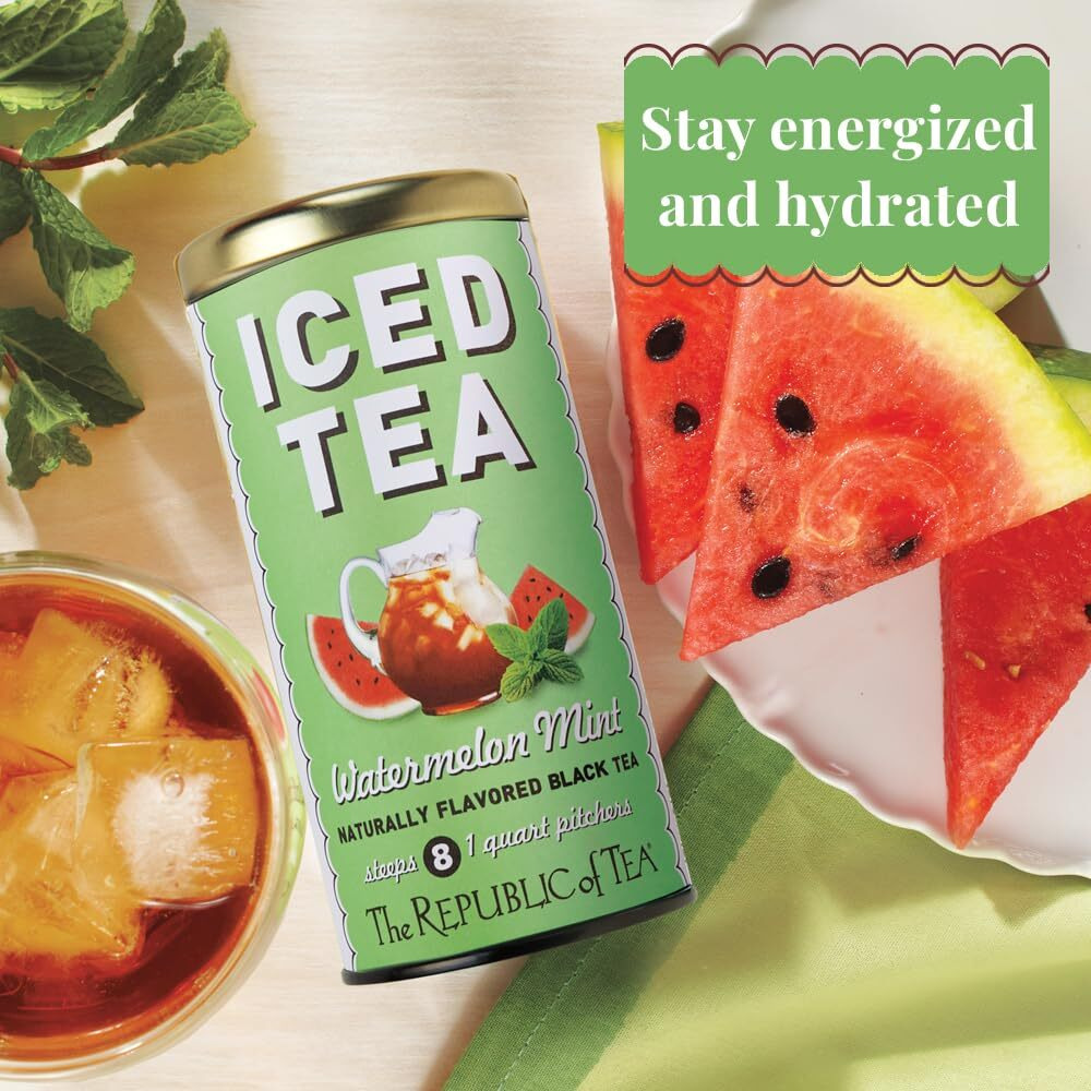 The Republic Of Tea Iced Tea Watermelon Mint, 8 Count, Premium Fine Black Tea