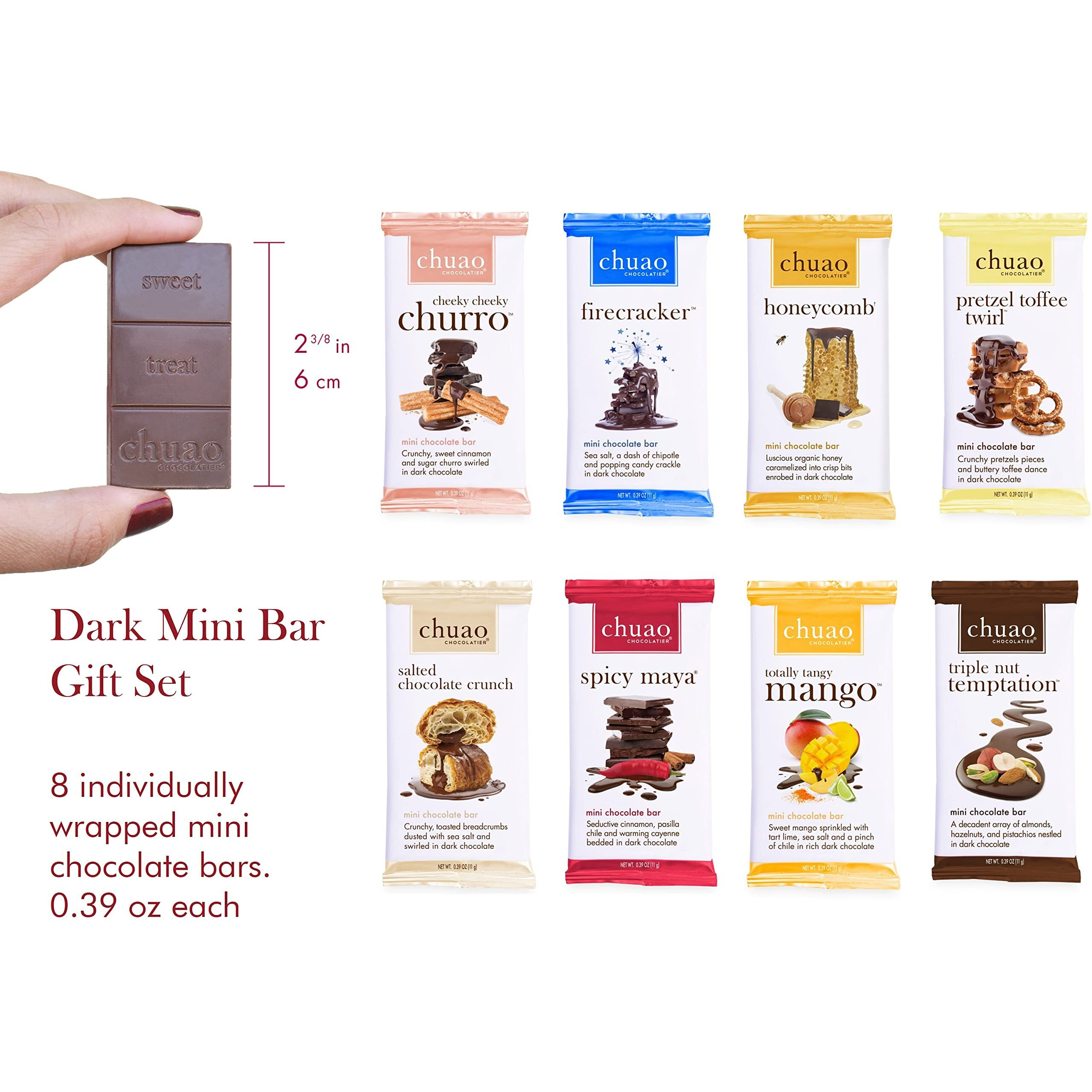 Chuao Chocolatier Chocolate Mini Gift Box | Gourmet Chocolate Assorted Bars European No Preservatives | For Gift Baskets, Christmas, Valentines Day, Gifts For Women, Men, Birthday, Thank You, Care Package (Dark Chocolate, 8 Bars)