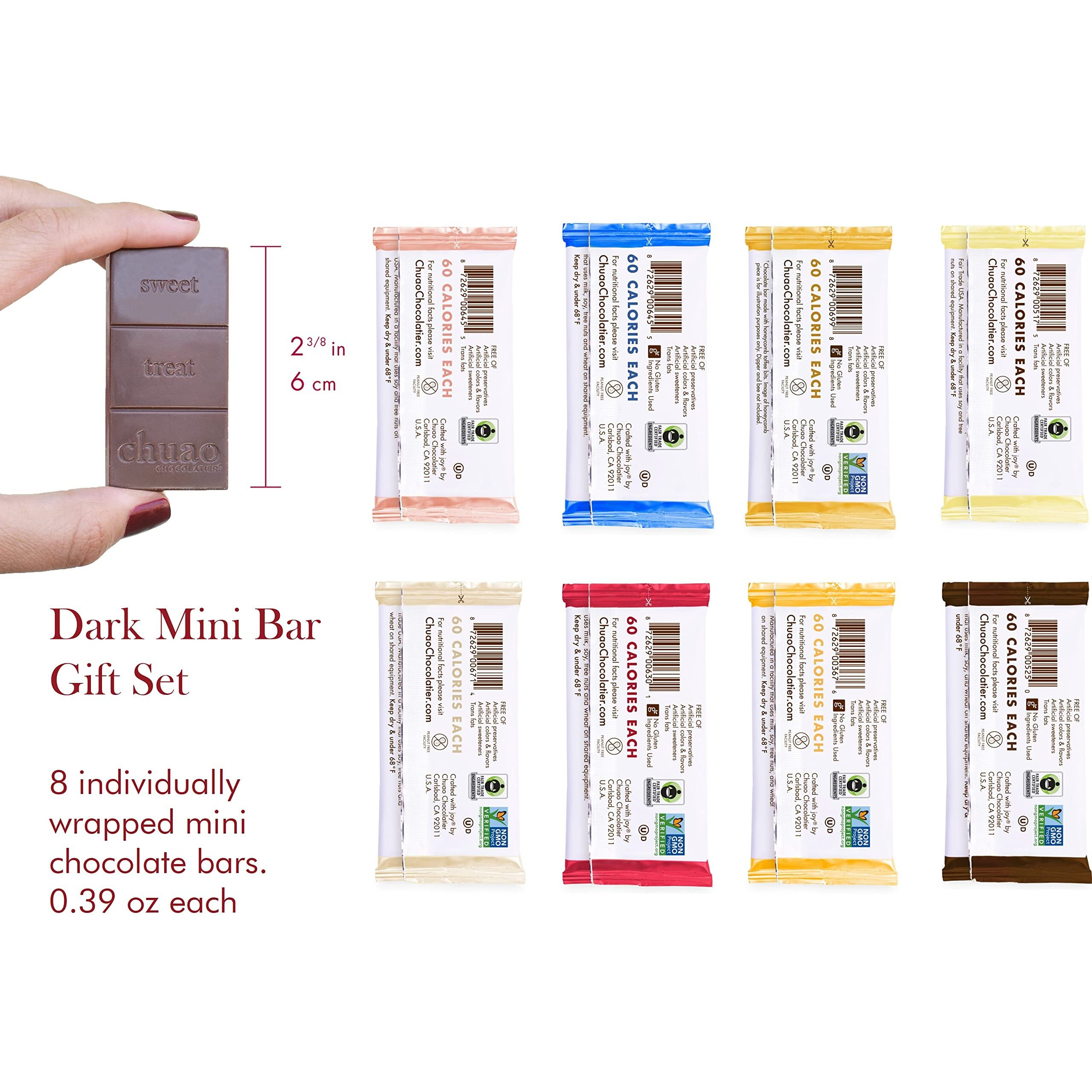 Chuao Chocolatier Chocolate Mini Gift Box | Gourmet Chocolate Assorted Bars European No Preservatives | For Gift Baskets, Christmas, Valentines Day, Gifts For Women, Men, Birthday, Thank You, Care Package (Dark Chocolate, 8 Bars)