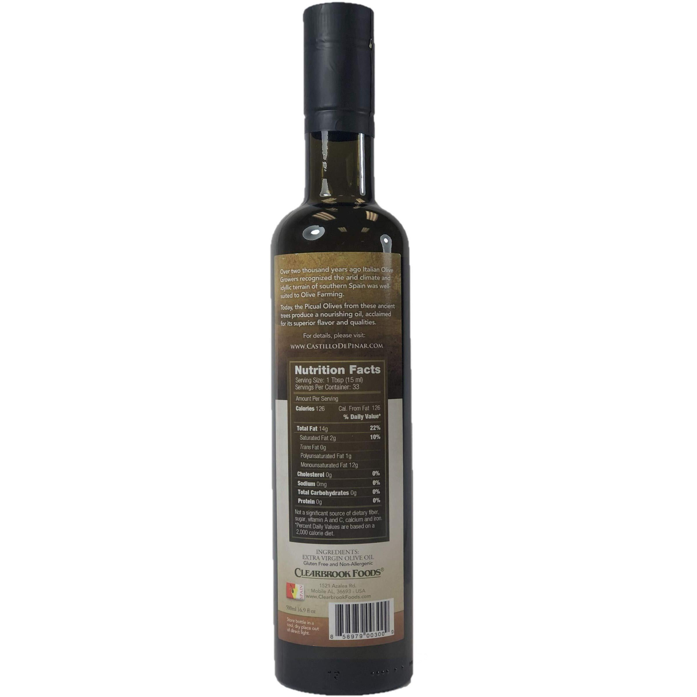 Castillo De Pinar First Cold Pressed Extra Virgin Olive Oil Picual Single-Variety 500Ml Less Than 02% Acidity, Gluten Free Non Gmo