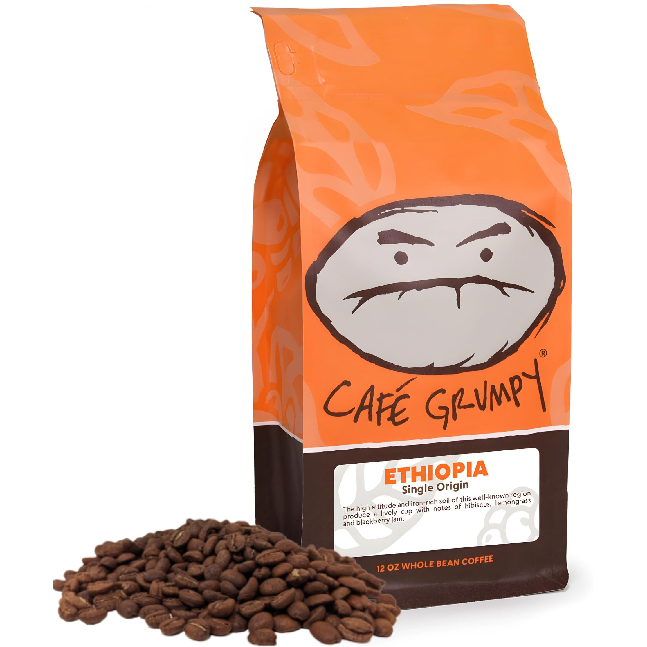 Caf   Grumpy Ethiopia Farm To Table Yirgacheffe Coffee, 12Oz Bag, Single Origin, Medium Roast, Drip, French Press, Pour Over, Cold Brew (Whole Beans)