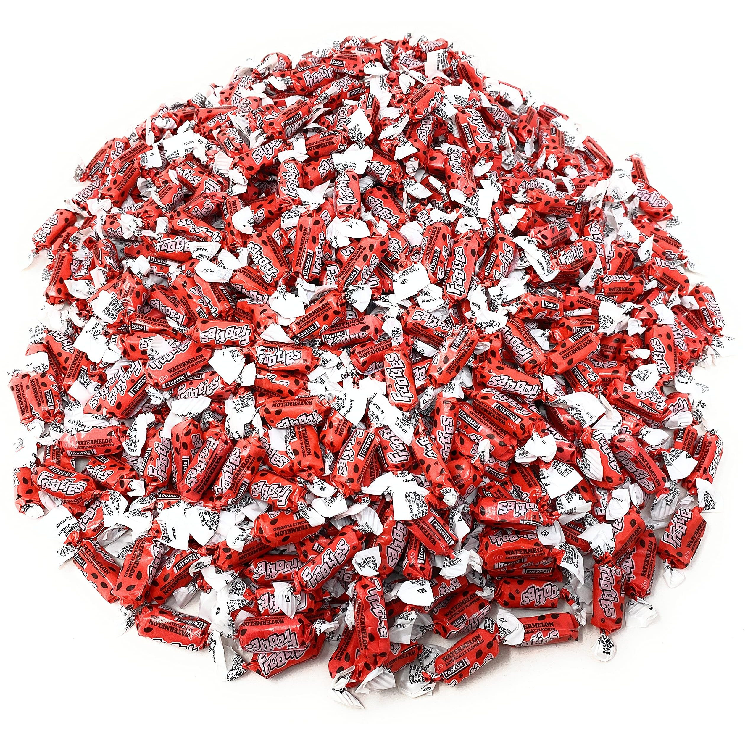 Bulk Watermelon Flavor Tootsie Roll Frooties Chewy Pink American Taffies Candy Individually Wrapped In Resealable Assortit Bag 5 Lb 735+Pcs (80-Oz) - Made In Usa