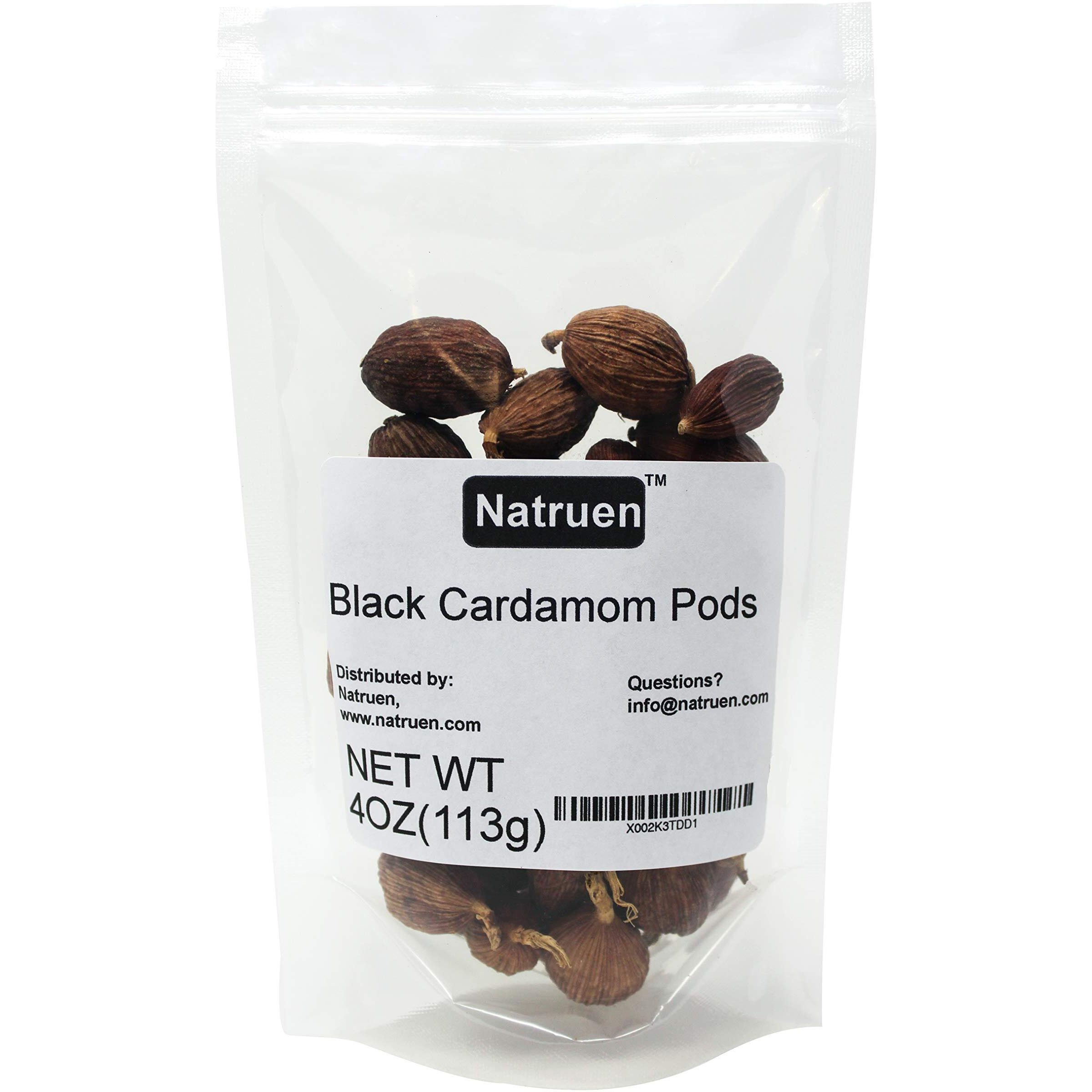 Natruen Black Cardamom Pods Whole (Tsao Ko) 4 Ounces, Approx 35 Pods, Cao Guo, All Natural Non-Gmo Spice