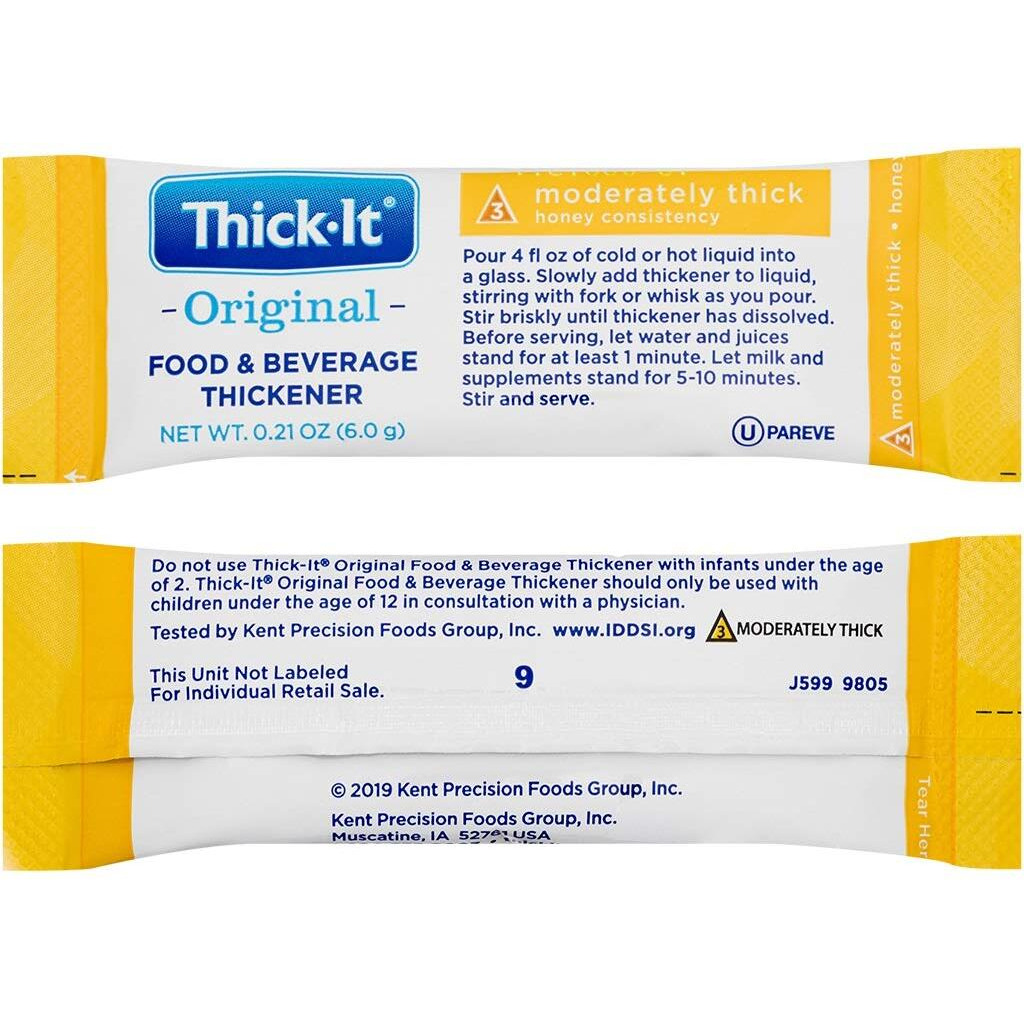 Thick-It Original Food & Beverage Moderately Thick Single-Serve Packets For Dysphagia (Iddsi), Honey Consistency, Digestible Swallowing Aid, Easy-To-Mix & Instant Dissolve, 6G Packet (25 Pack)