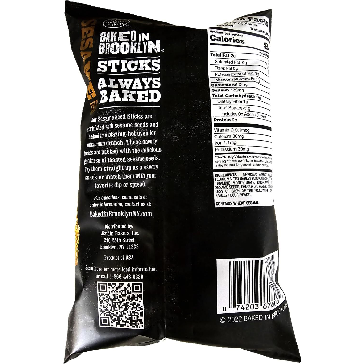 Baked In Brooklyn Sticks Certified Kosher - Sesame - Pack Of 3-6 Ounce