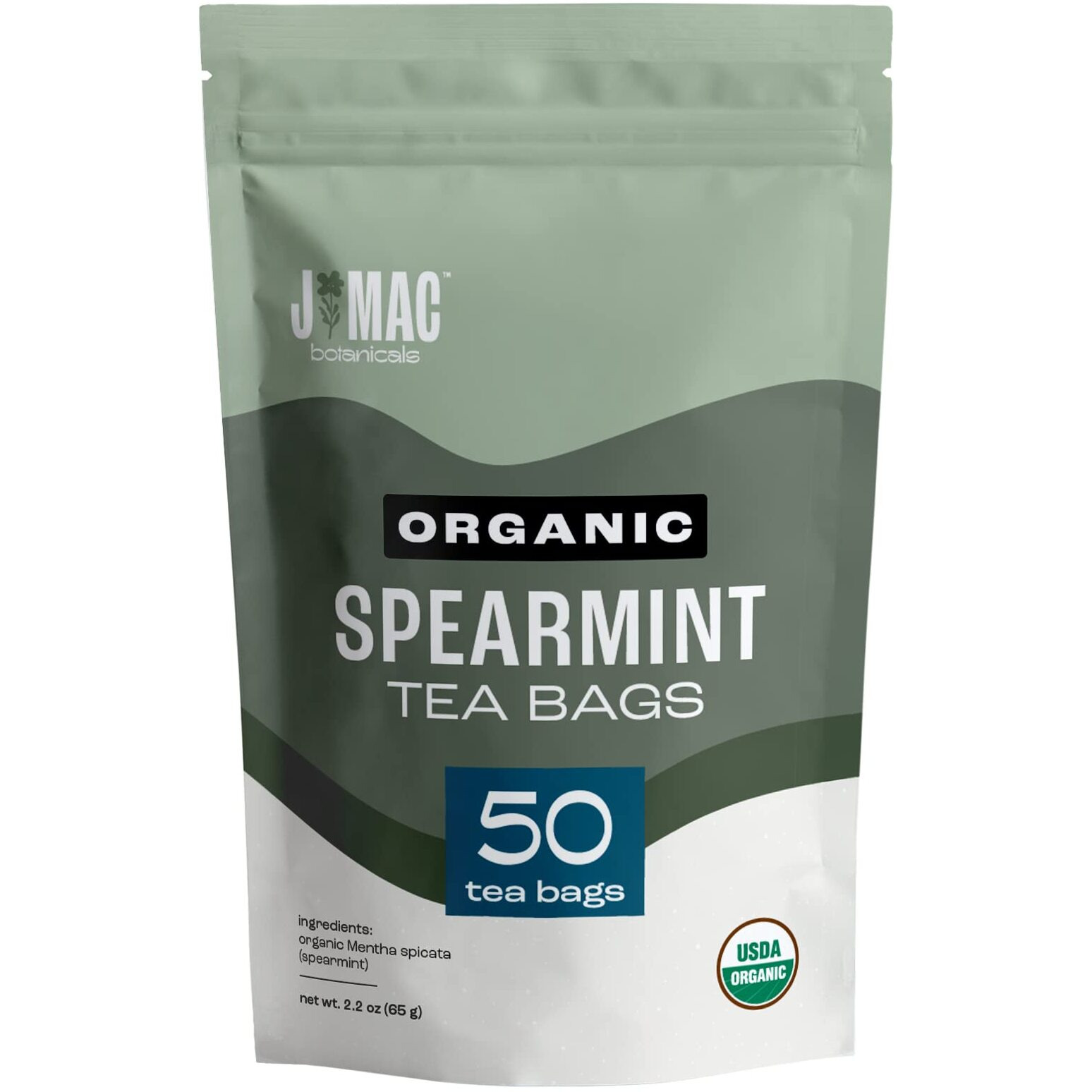 J Mac Botanicals Organic Spearmint Tea (50 Teabags), Usda Certified