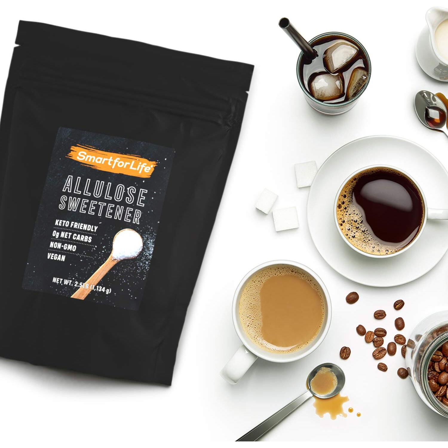 Smart For Life Allulose Sweetener - Zero Net Carbs Keto Sweetener - Low Calorie, Natural Keto Sugar Substitute - Made In The Usa - 2.5 Lb Resealable Bag