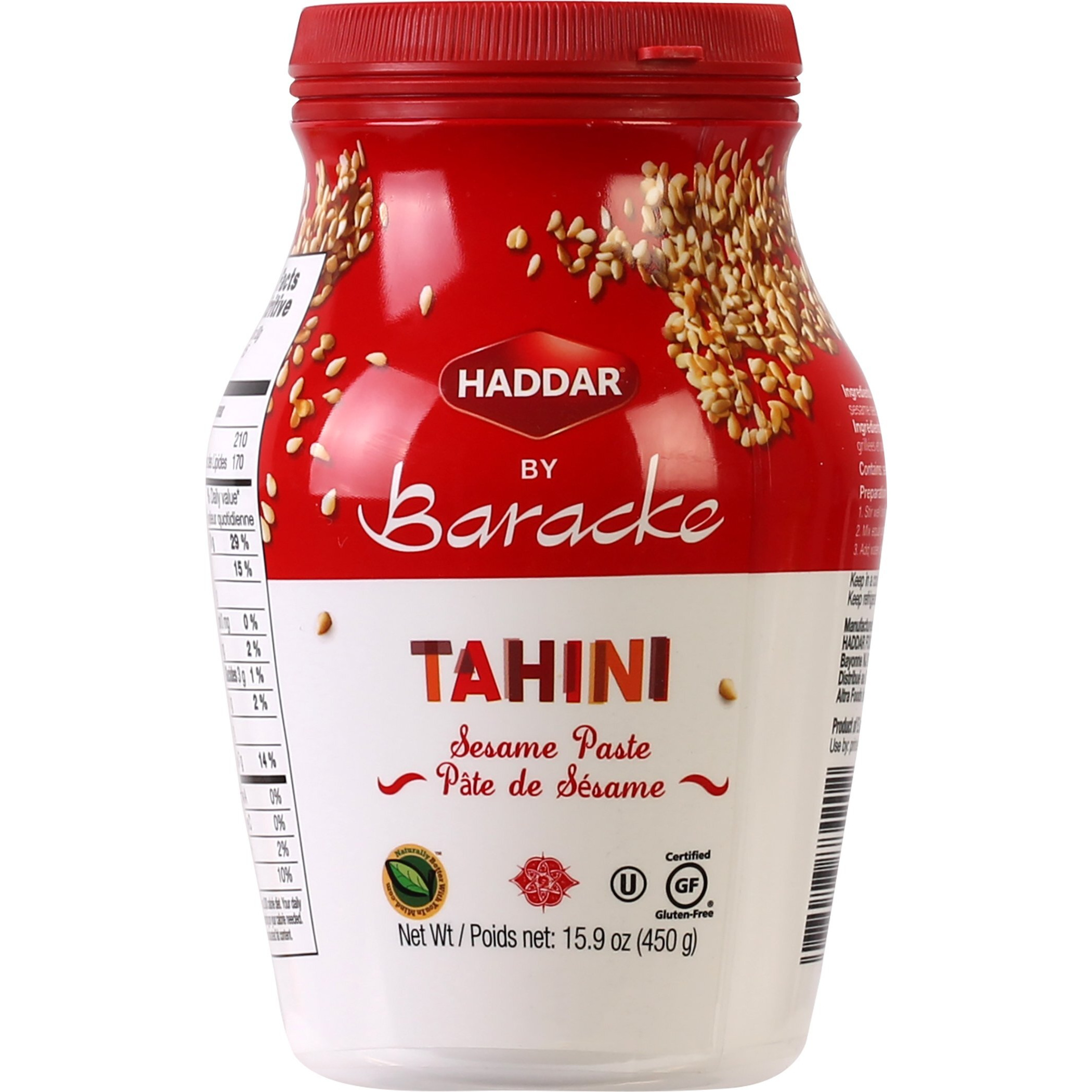 Haddar By Baracke 100% Pure Ground Sesame Tahini 15.9Oz Jar (1 Pack)