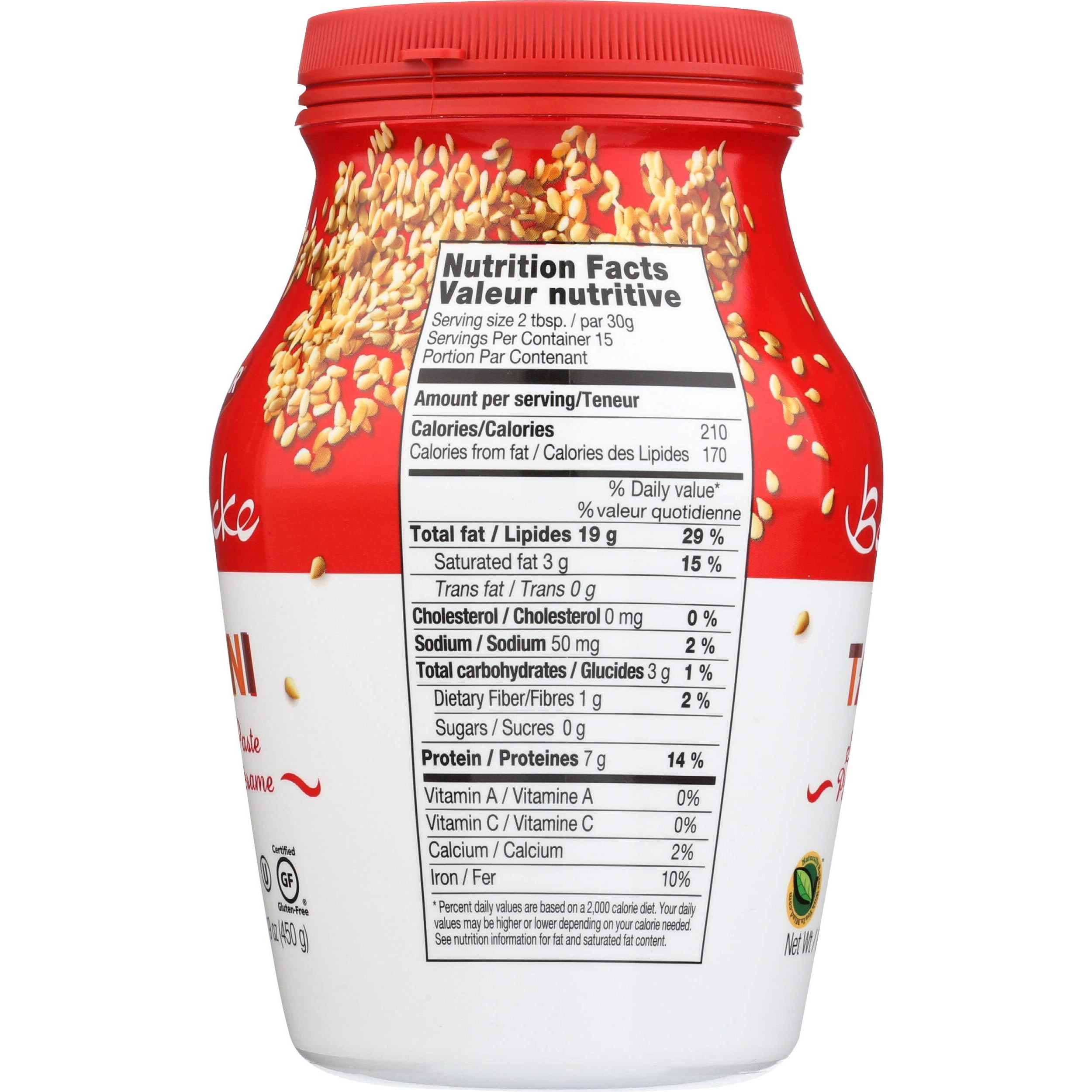 Haddar By Baracke 100% Pure Ground Sesame Tahini 15.9Oz Jar (1 Pack)
