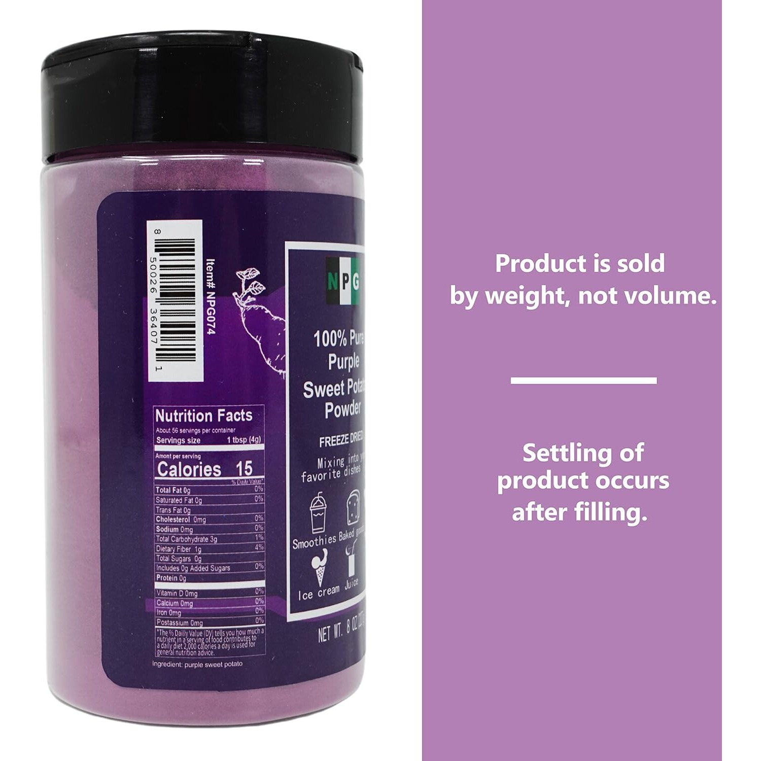Npg 100% Pure Purple Sweet Potato Powder(Purple Yam Ube) 8 Ounces, All Natural Purple Dry Food Coloring Powder For Baking, Smoothies, Pasta, Tortillas, Vegan Gluten Free Non-Gmo