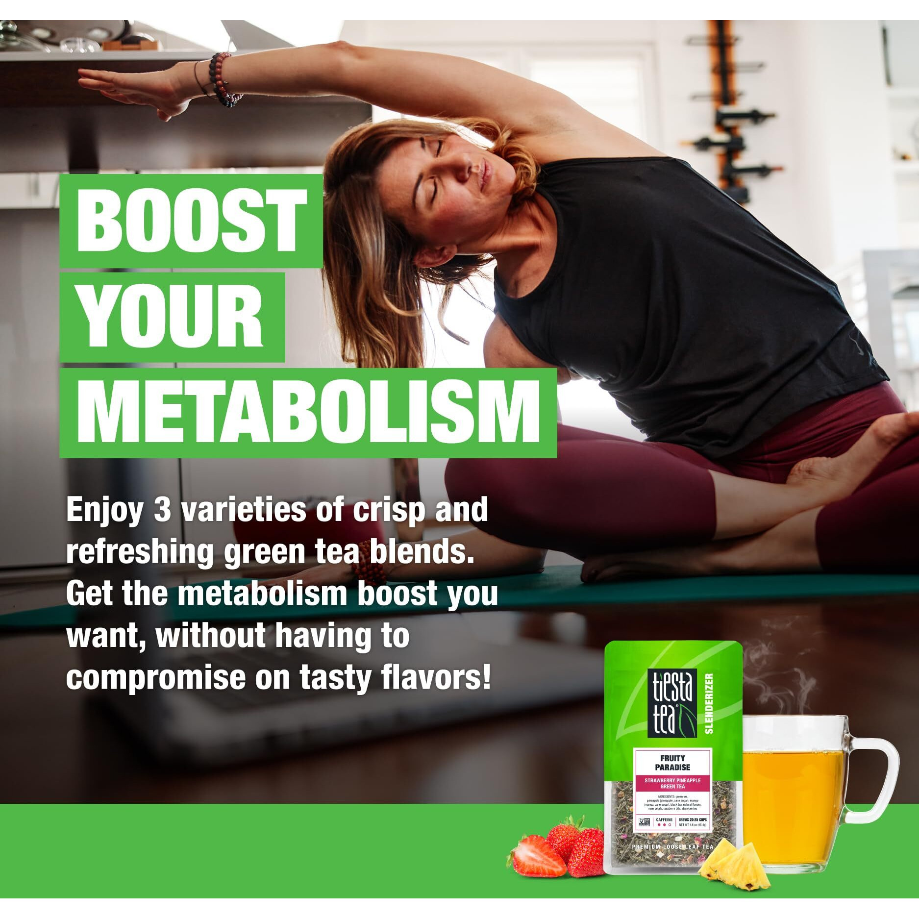 Tiesta Tea - Green Loose Leaf Tea Gift Box | 3 Pouches, Medium Caffeine, Hot & Iced Tea, Tea Assortment With Light Citrus & Fruity Green Tea Bags, Loose Leaf Green Tea Variety Box