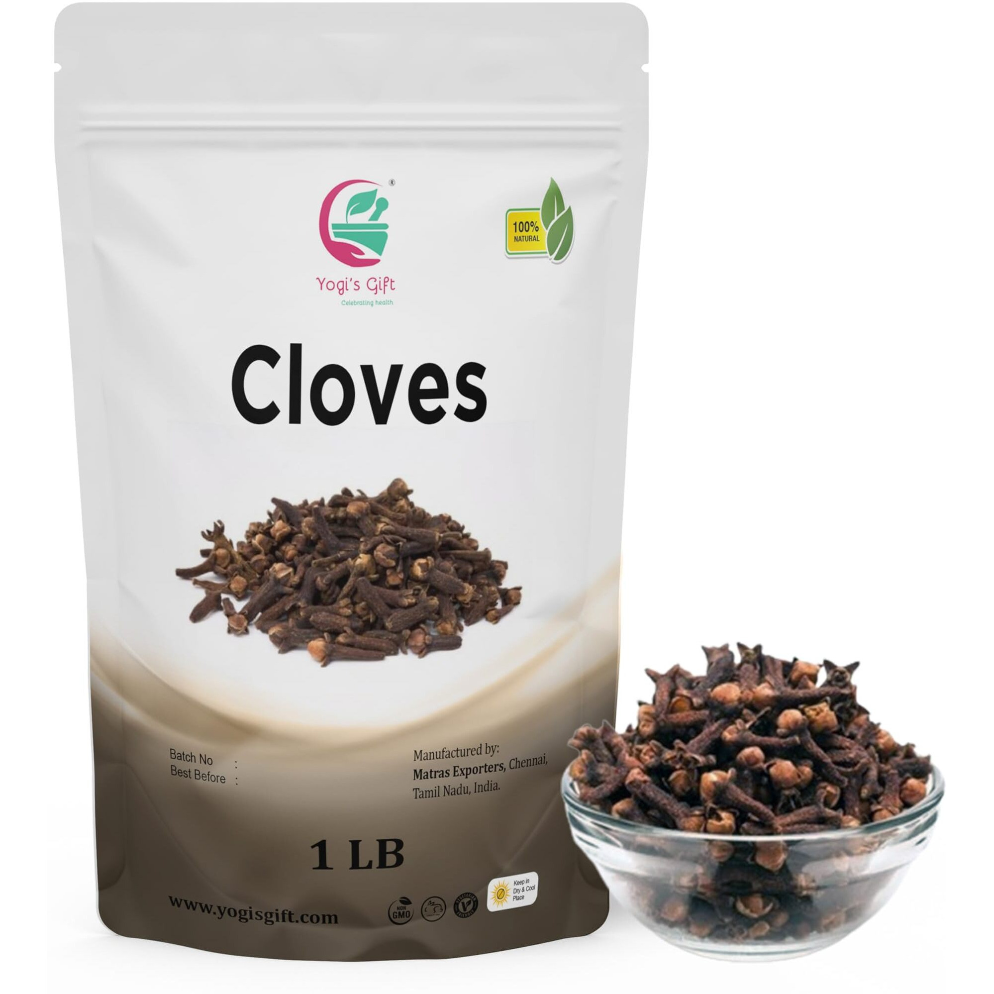 Cloves Whole 1 Lb | Premium Quality Cloves | Handpicked | Perfect For Cooking, Smoothies, Pomander Balls & Tea | Enhance Your Dishes And Oral Health | By Yogis Gift