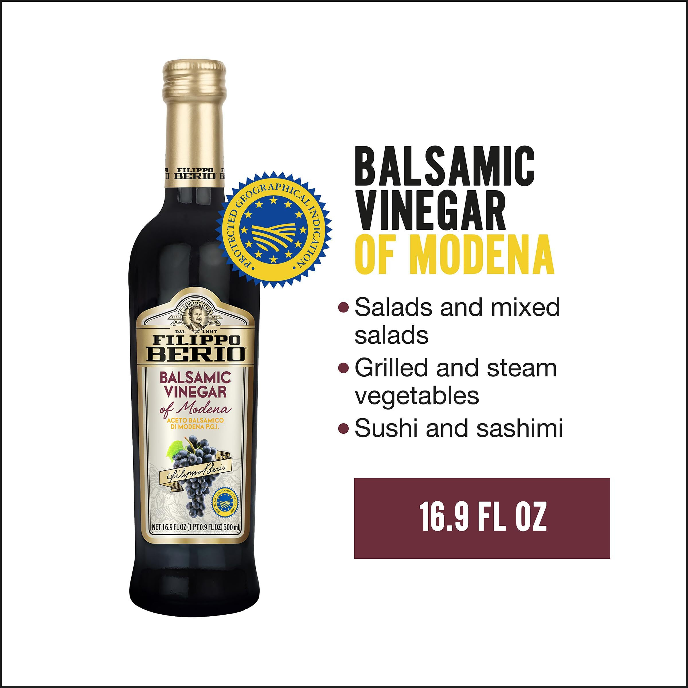 Filippo Berio Balsamic Vinegar Of Modena 16.9 Fl Oz Glass Bottle