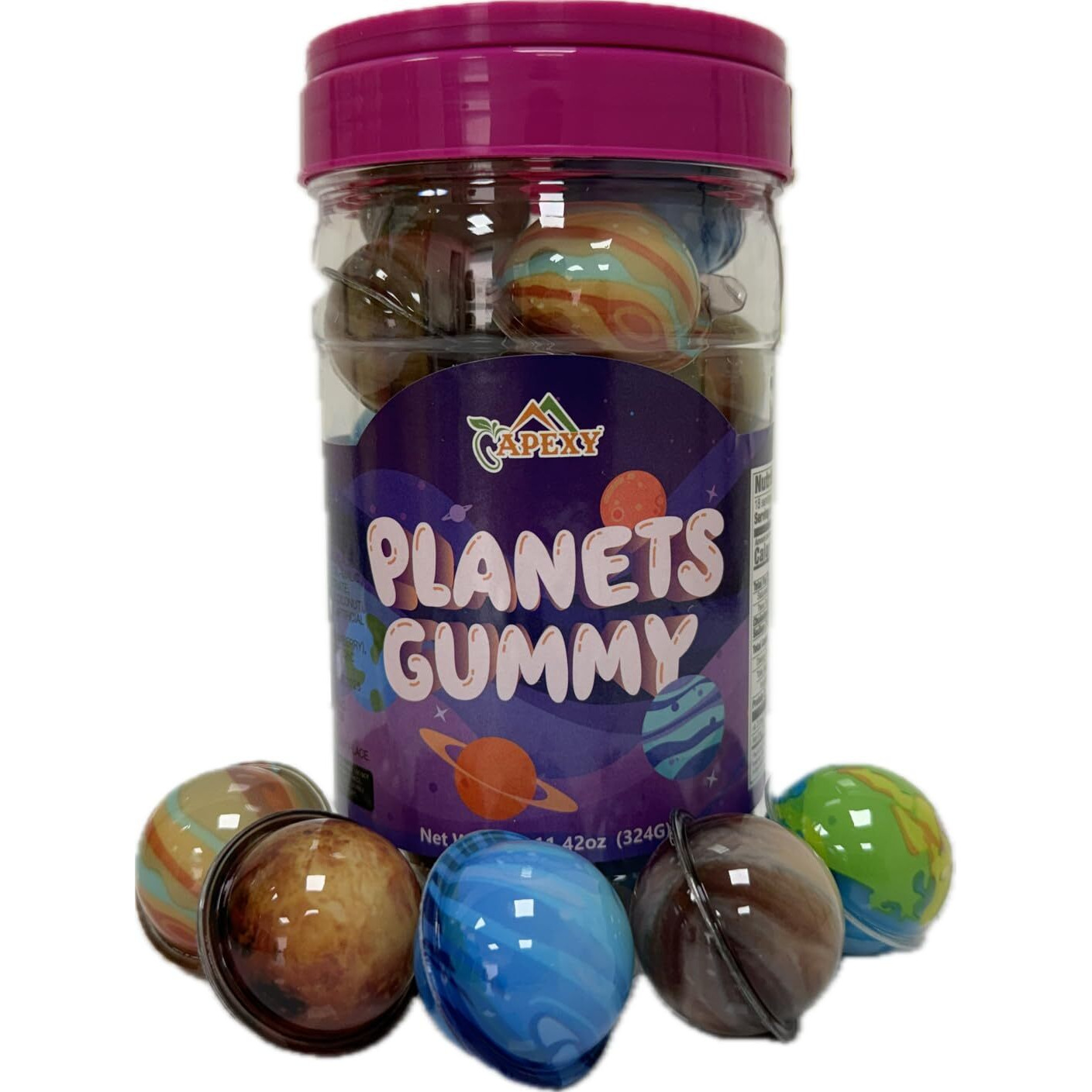Apexy Mixed Planets Gummy Candy With Fruity Liquid Center Fat Free Fun & Delicious Space- Themed Treats Great For Halloween, Birthday, Trick Or Treat, Party 11.42Oz