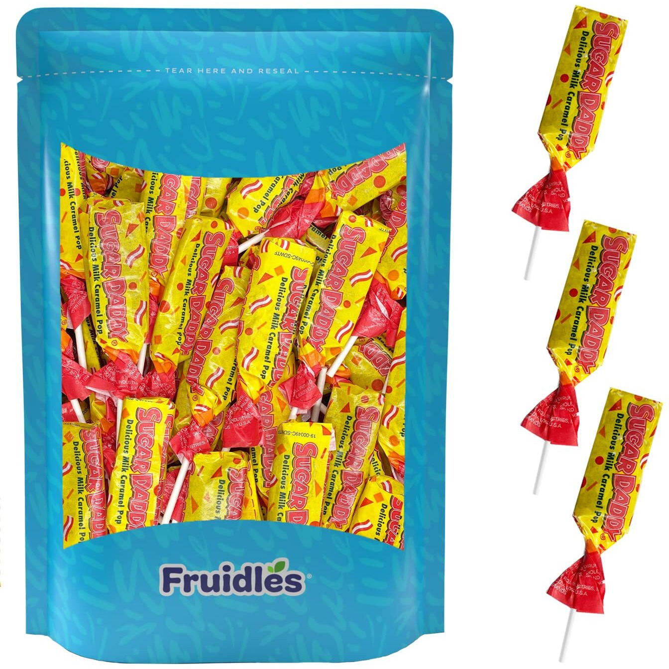 Fruidles Sugar Daddy Taffy Lollipop, Delicious Milk Caramel Pop, Gourmet Candy Sweets, Individually Wrapped (2 Pounds)