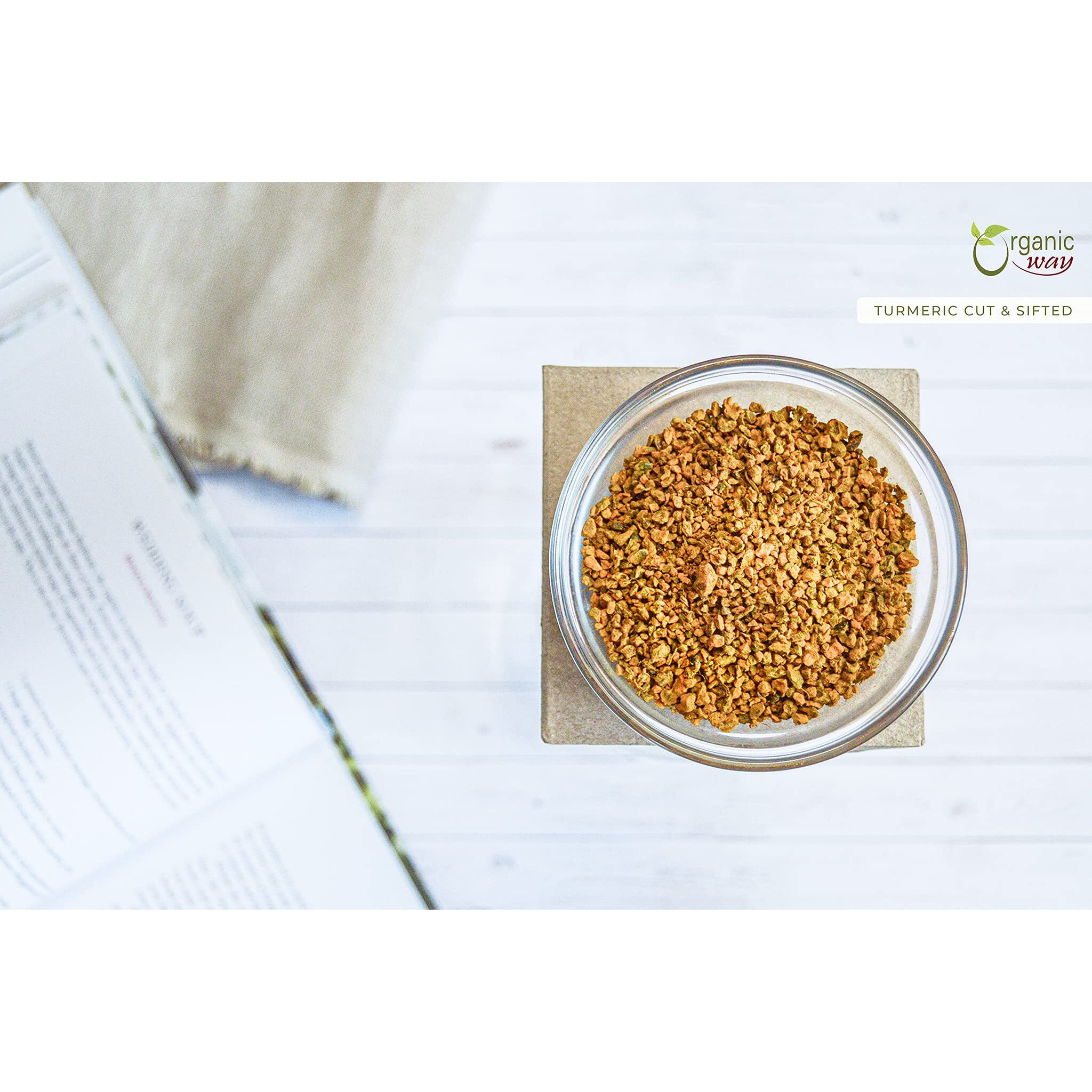 Organic Way Turmeric/Haldi Root Cut & Sifted (Curcuma Longa) - Herbal Tea | Kosher & Usda Certified | Vegan, Non-Gmo & Gluten Free | Tested For Heavy Metal | 100% Raw From India (1/4Lbs / 4Oz.)