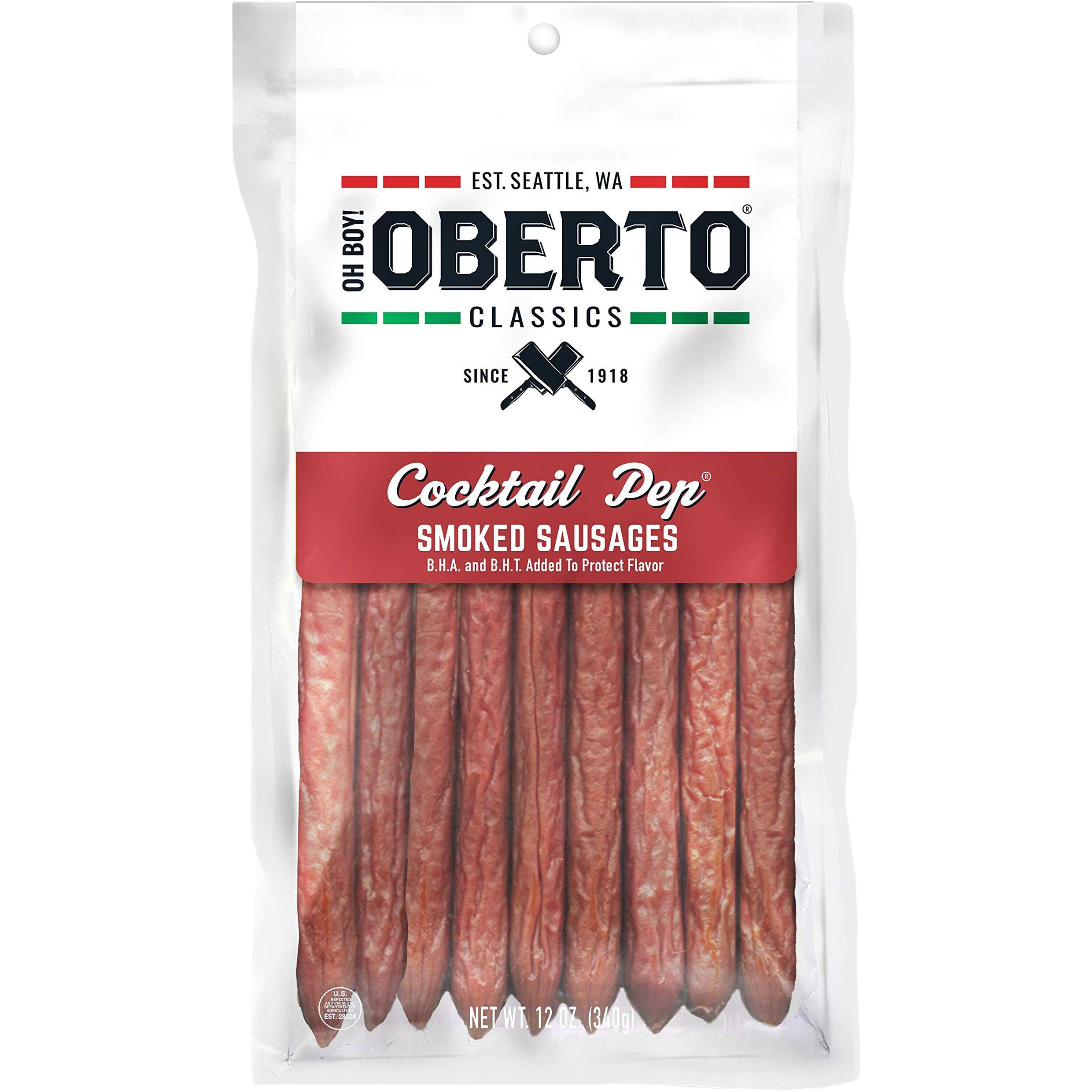 Oh Boy Oberto Classics Cocktail Pep Smoked Sausages, 12 Ounce