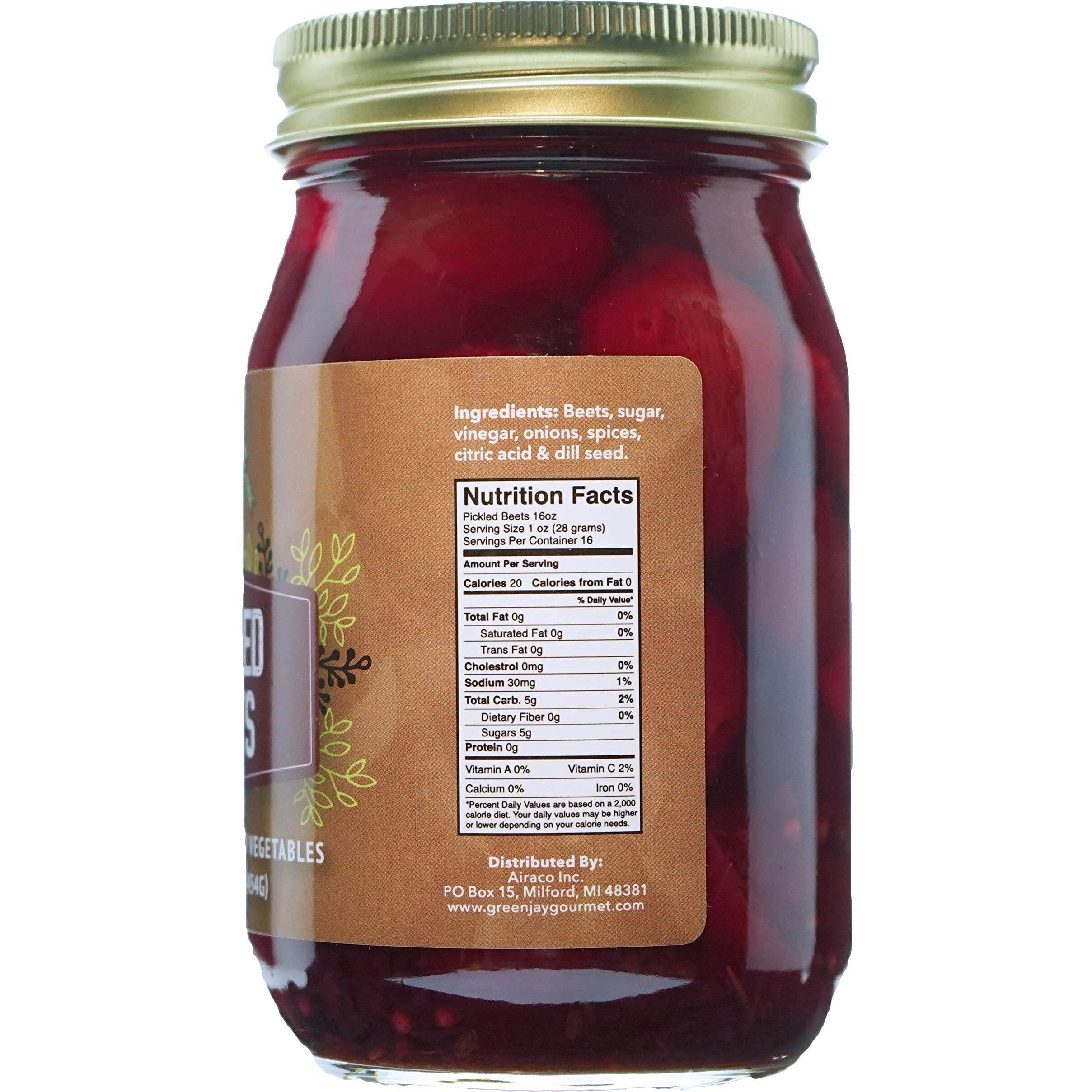 Green Jay Gourmet Fresh Classic Pickled Beets - Grandmas Original Recipe - Sweet, Tangy, And Vinegary Brine - Simple Natural Ingredients - Freshly Made & Hand Jarred - 2 X 16 Ounce Jars