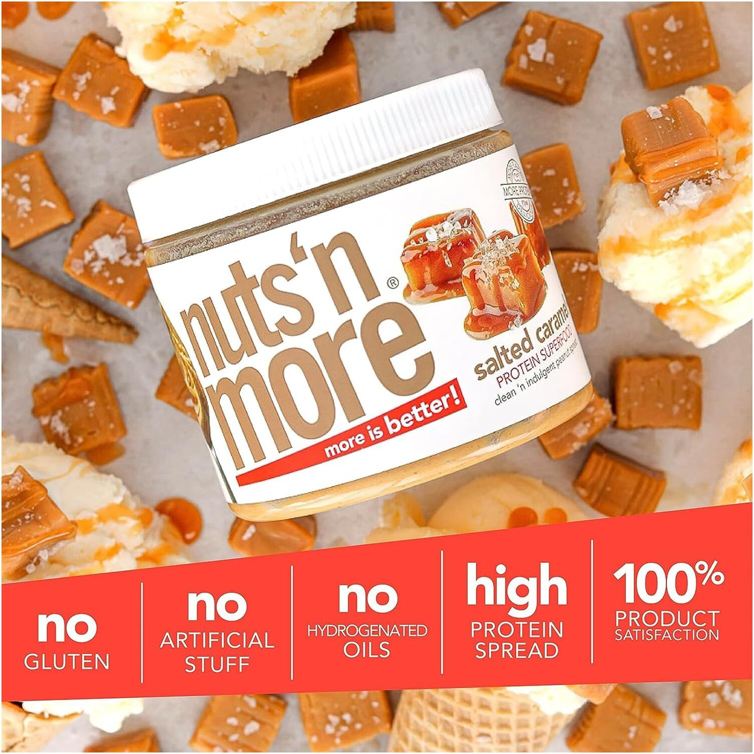 Nuts N More, Peanut Butter Salted Caramel, 16 Ounce