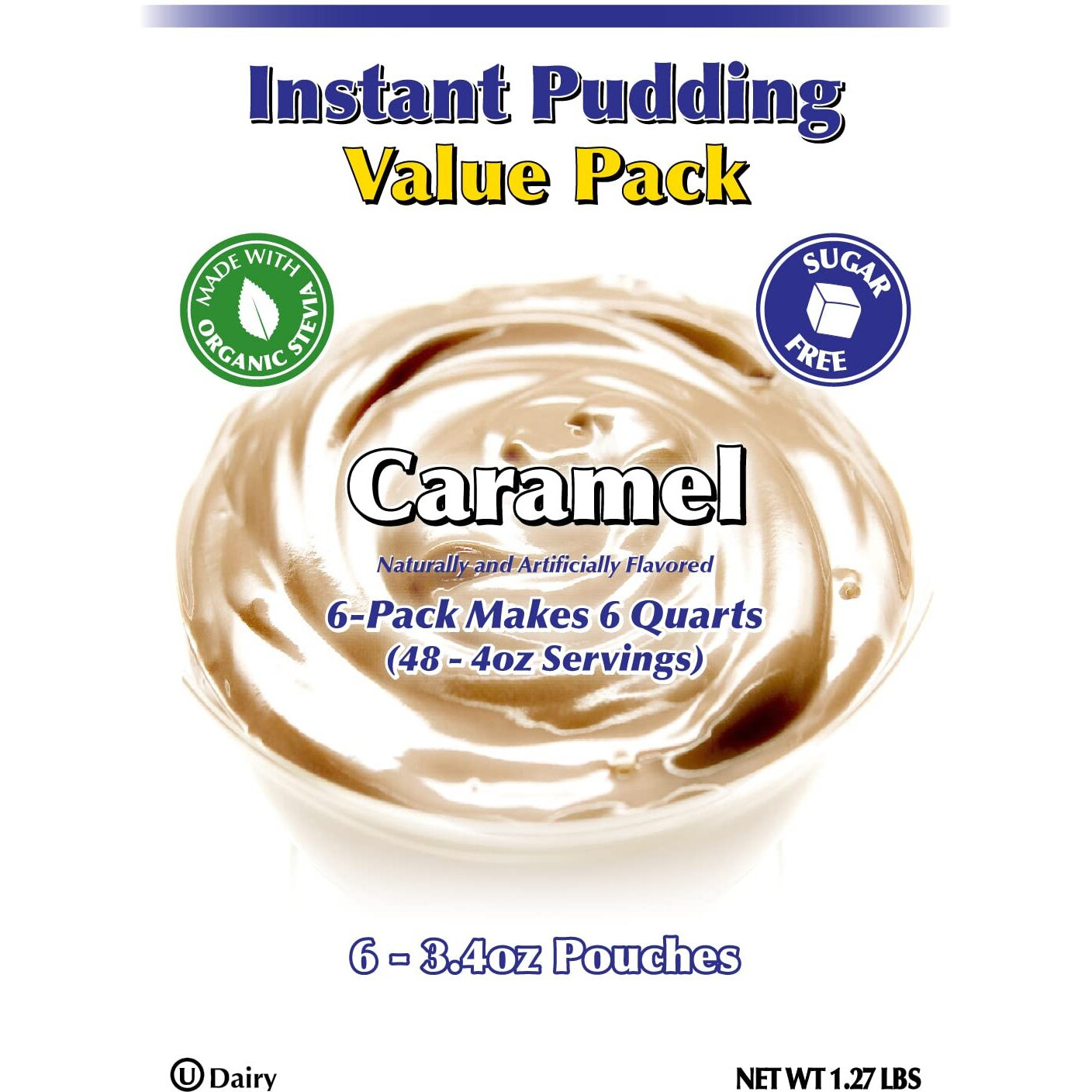 Gramzero Caramel Sugar Free Pudding Mix 6-Pack, Great For Nutrition Club Meal Replacement Shakes, Low Calorie Dessert, Stevia Sweetened