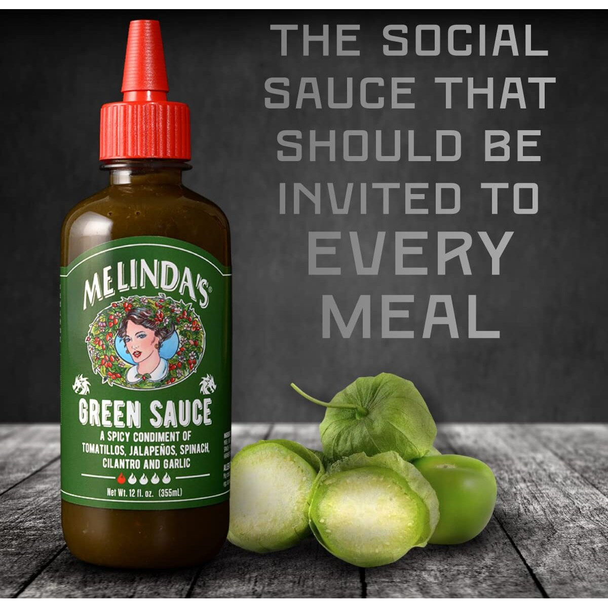Melindas Green Sauce - Gourmet Mild Chile Verde Hot Sauce Made With Fresh Ingredients, Tomatillos, Jalapeo, Spinach & Cilantro - Kosher - 12 Oz, 3 Pack