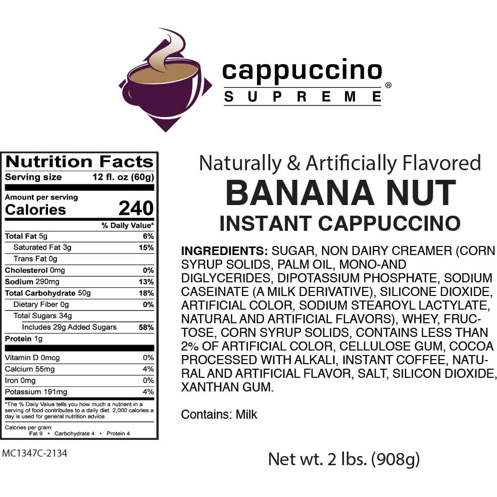 Cappuccino Supreme 2 Lb Bag Banana Nut Cappuccino Mix