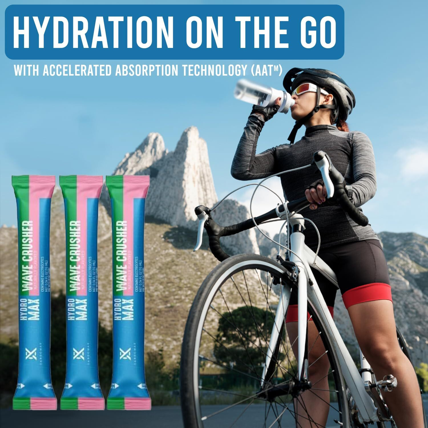 Cardomax Hydration Packet Electrolyte Drink Mix - Hydromax Liquid Water Electrolyte Packets, Zero Calories, Sugar-Free, Keto-Friendly - 15 Single Serve Electrolyte Water Sticks (Wavecrusher Flavor)