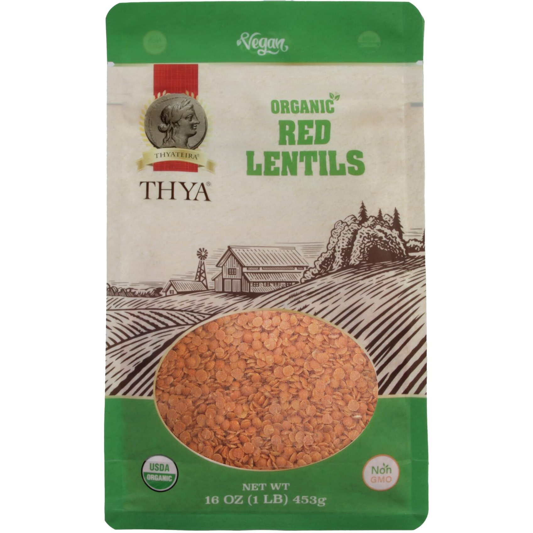 Thya Organic Red Split Lentils, 3 Lb (3 X 1 Lb Packs)