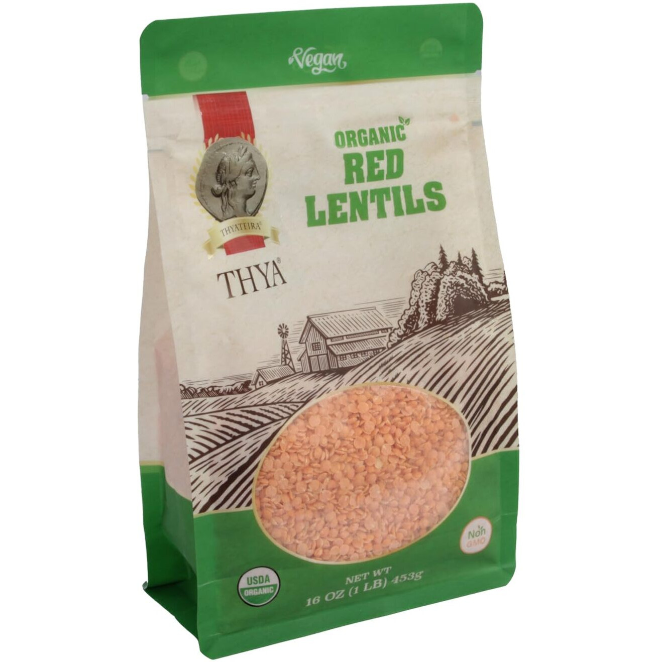 Thya Organic Red Split Lentils, 3 Lb (3 X 1 Lb Packs)