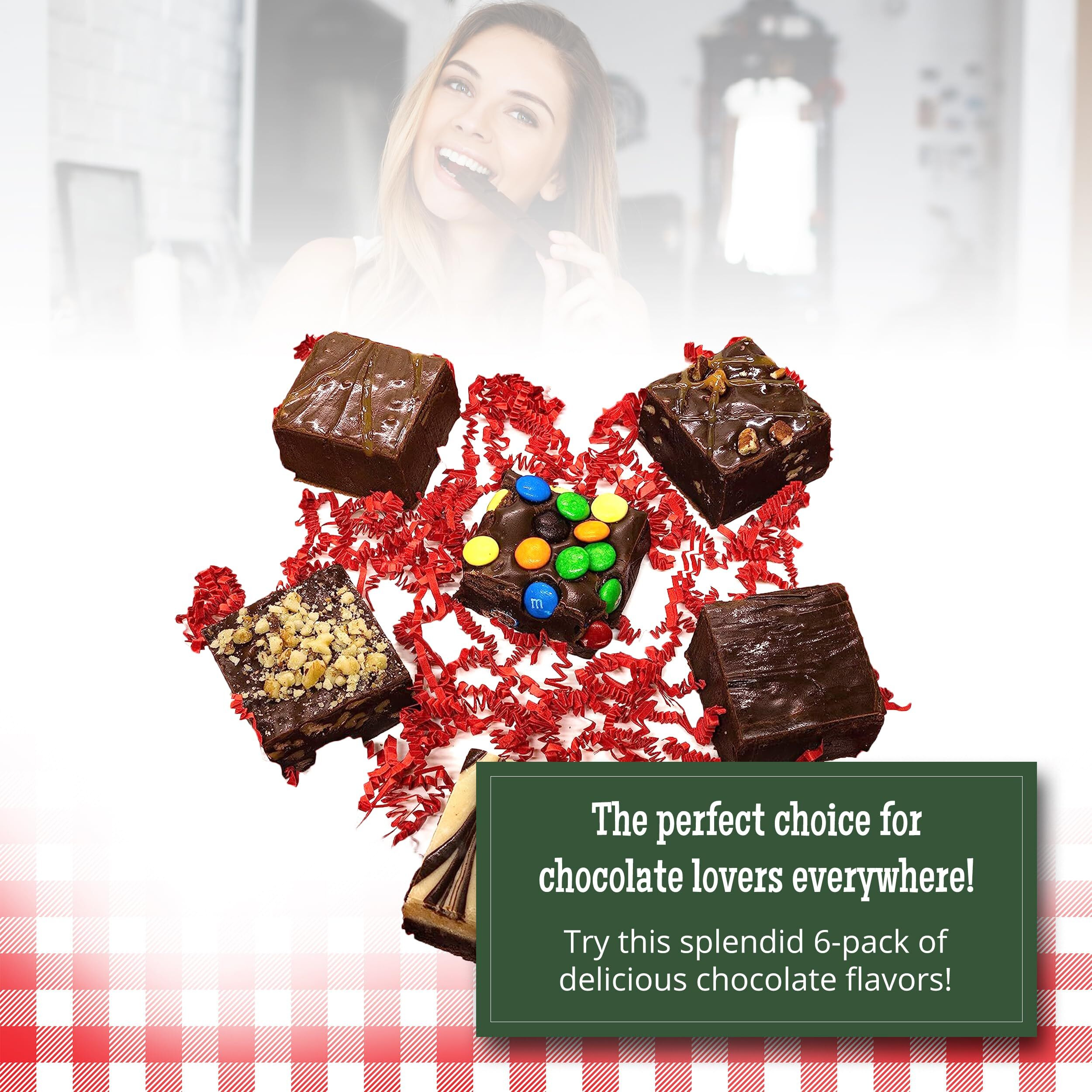 Valley Fudge, Chocolate Lovers Gift Box, Fresh Artisan Fudge, Real Butter, Bulk Gourmet Candy, Individually Wrapped, Birthday, Thank You, Housewarming Gift, 4 Oz, 6 Pieces, One And A Half Pounds