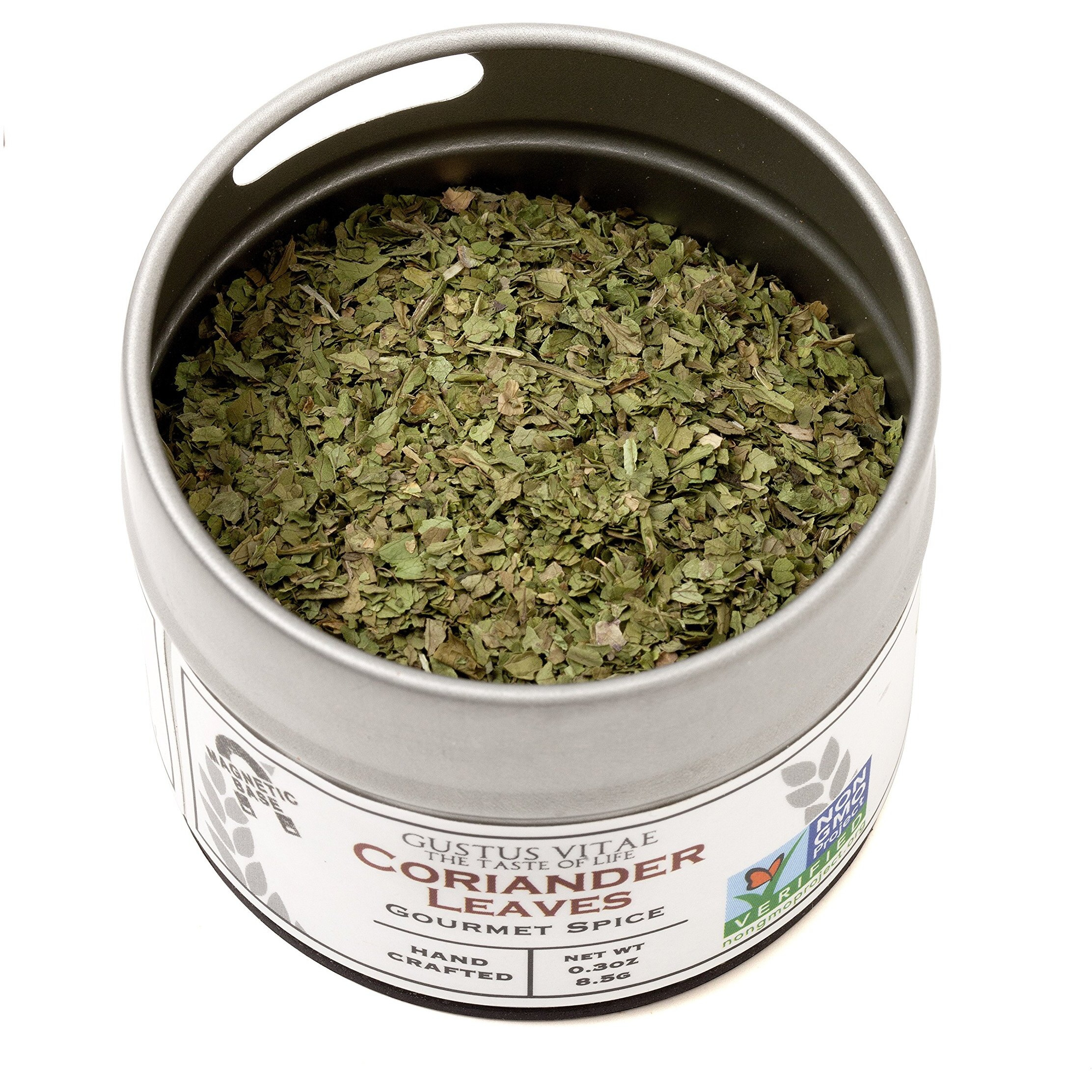 Cilantro/Coriander Leaves - Non Gmo- Packed In Magnetic Tins | Sustainable - Grown In Usa - All Natural - Not Irradiated - Crafted By Gustus Vitae | 0.3 Oz Net Weight