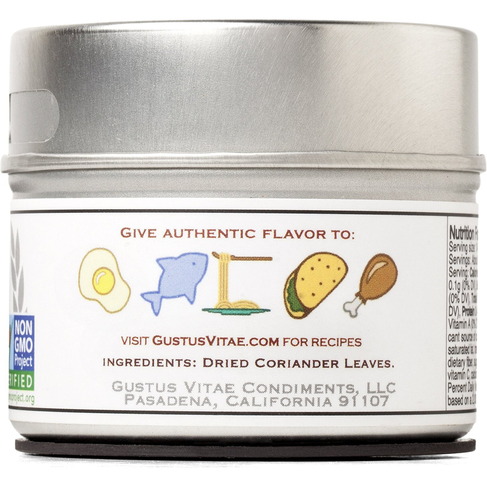 Cilantro/Coriander Leaves - Non Gmo- Packed In Magnetic Tins | Sustainable - Grown In Usa - All Natural - Not Irradiated - Crafted By Gustus Vitae | 0.3 Oz Net Weight