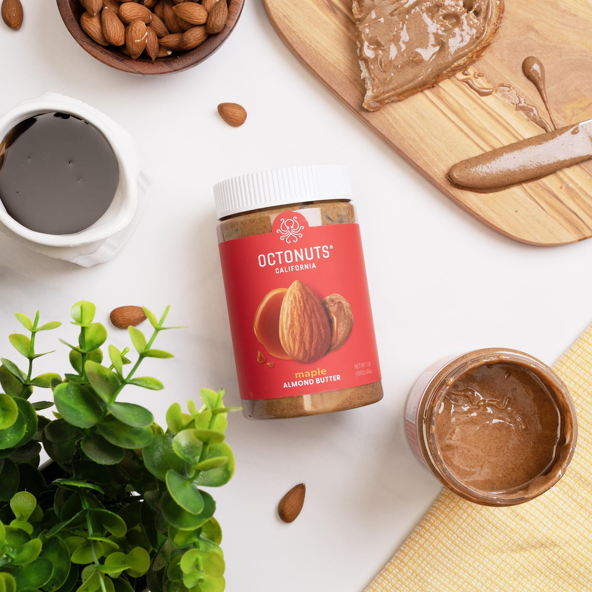 Octonuts Dry Roasted Maple Almond Nut Butter 16Oz - Pure Creamy Nut Butter - Delicious Vegan Foods - Gluten Free, Vegan, Kosher, Non-Gmo Nut Butters