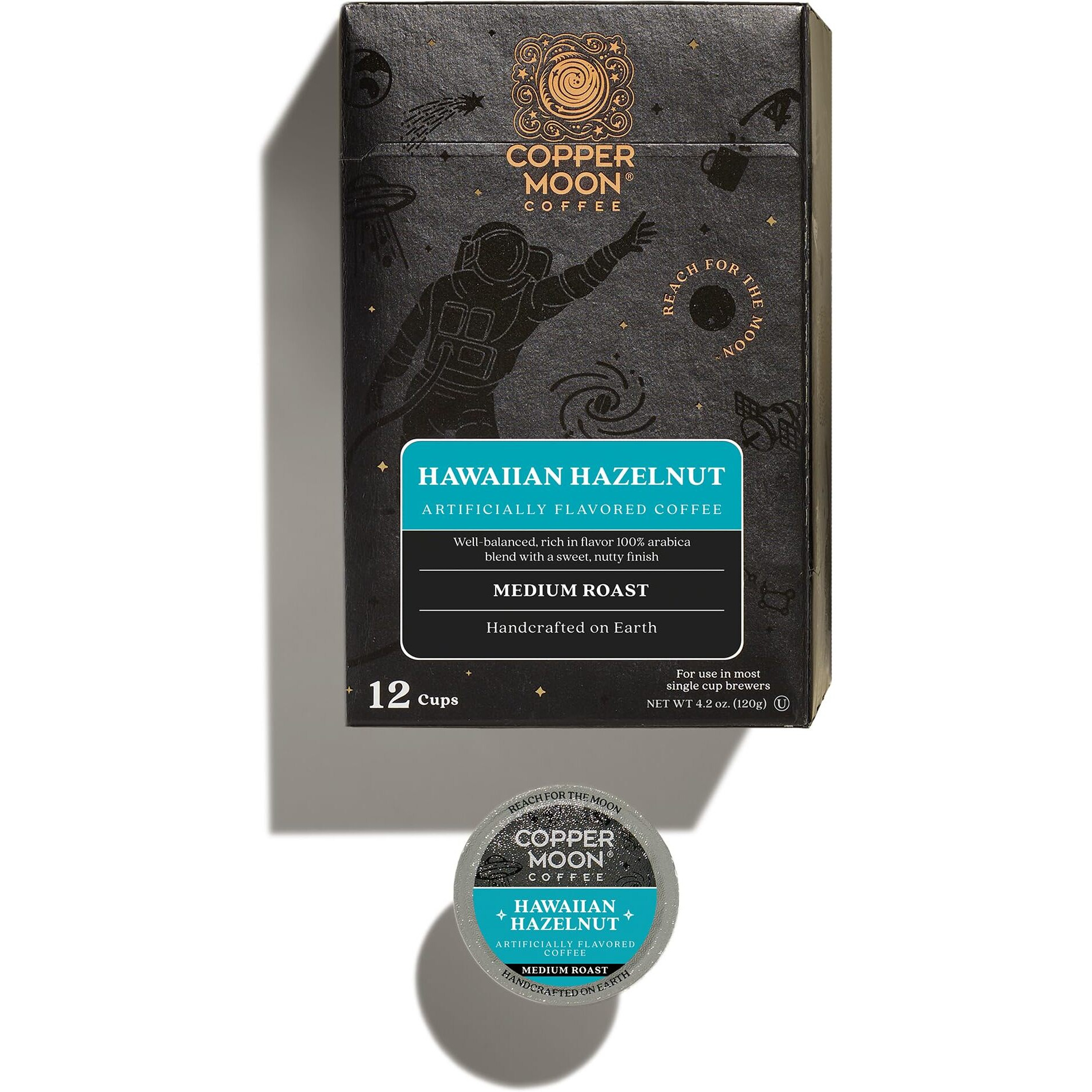 Copper Moon Single Serve Coffee Pods For Keurig K Cup Brewers (Hawaiian Hazelnut - Medium Roast) 12 Count
